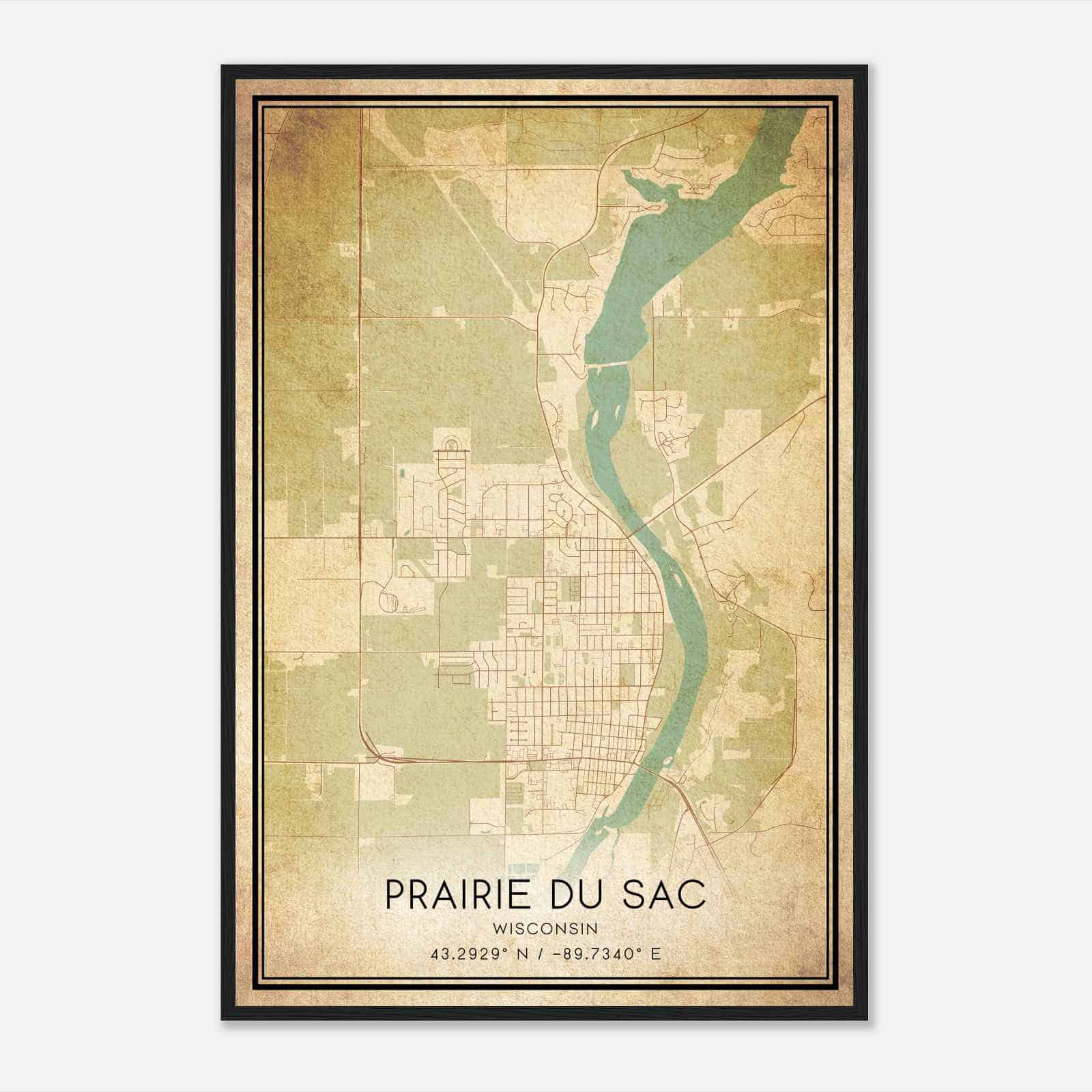 Vintage Prairie Du Sac Wisconsin Map Poster, Modern Home Decor Wall Art Print Vintage Prairie Du Sac Wisconsin Map Poster, Modern Home Decor Wall Art Print