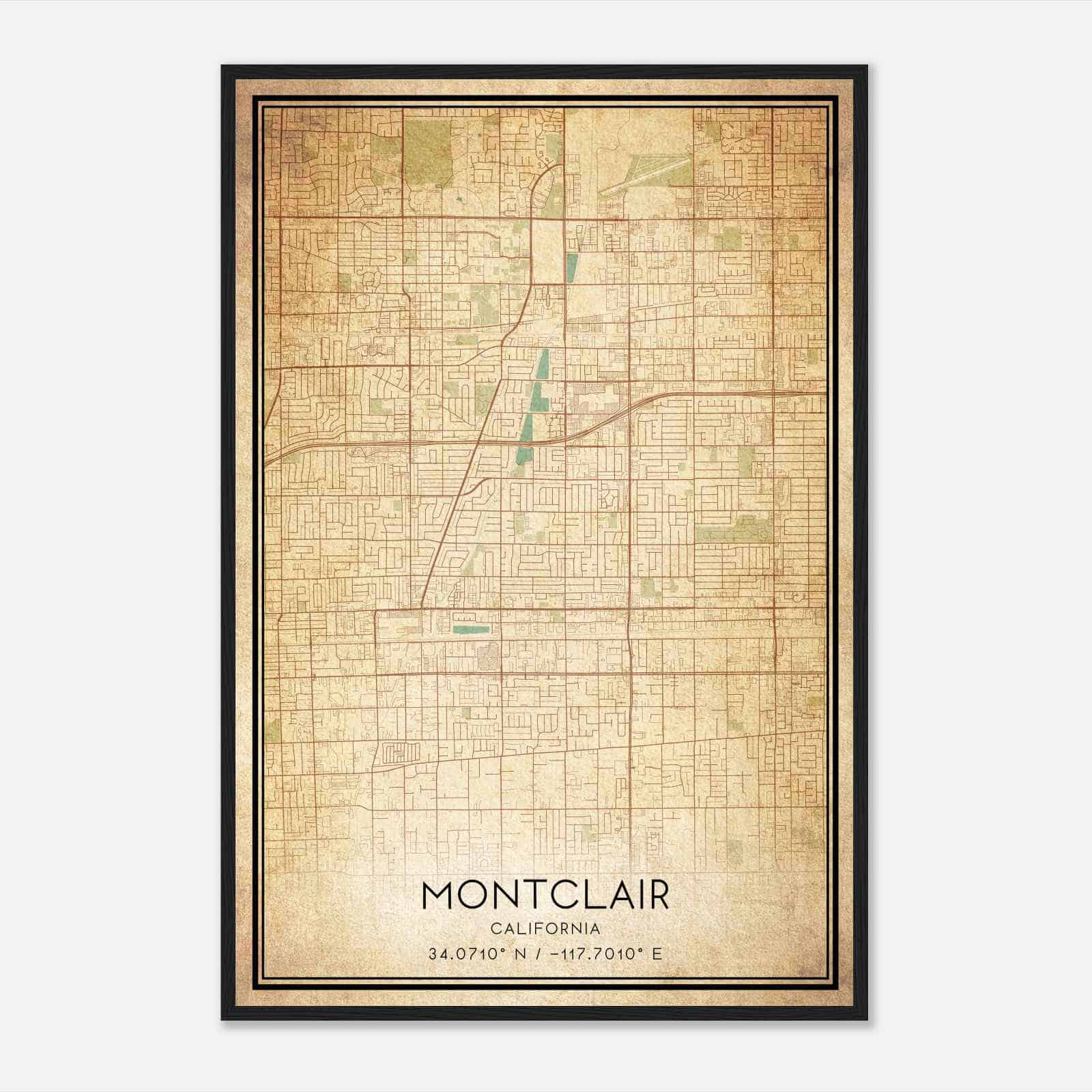 Vintage Montclair California Map Poster, Modern Home Decor Wall Art Print