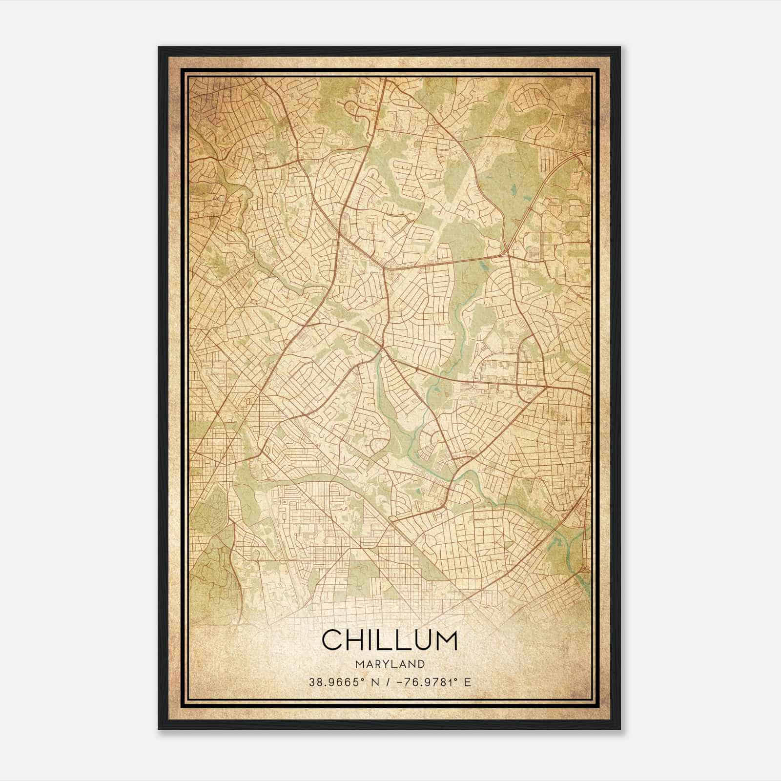 Vintage Chillum Maryland Map Poster, Modern Home Decor Wall Art Print Vintage Chillum Maryland Map Poster, Modern Home Decor Wall Art Print