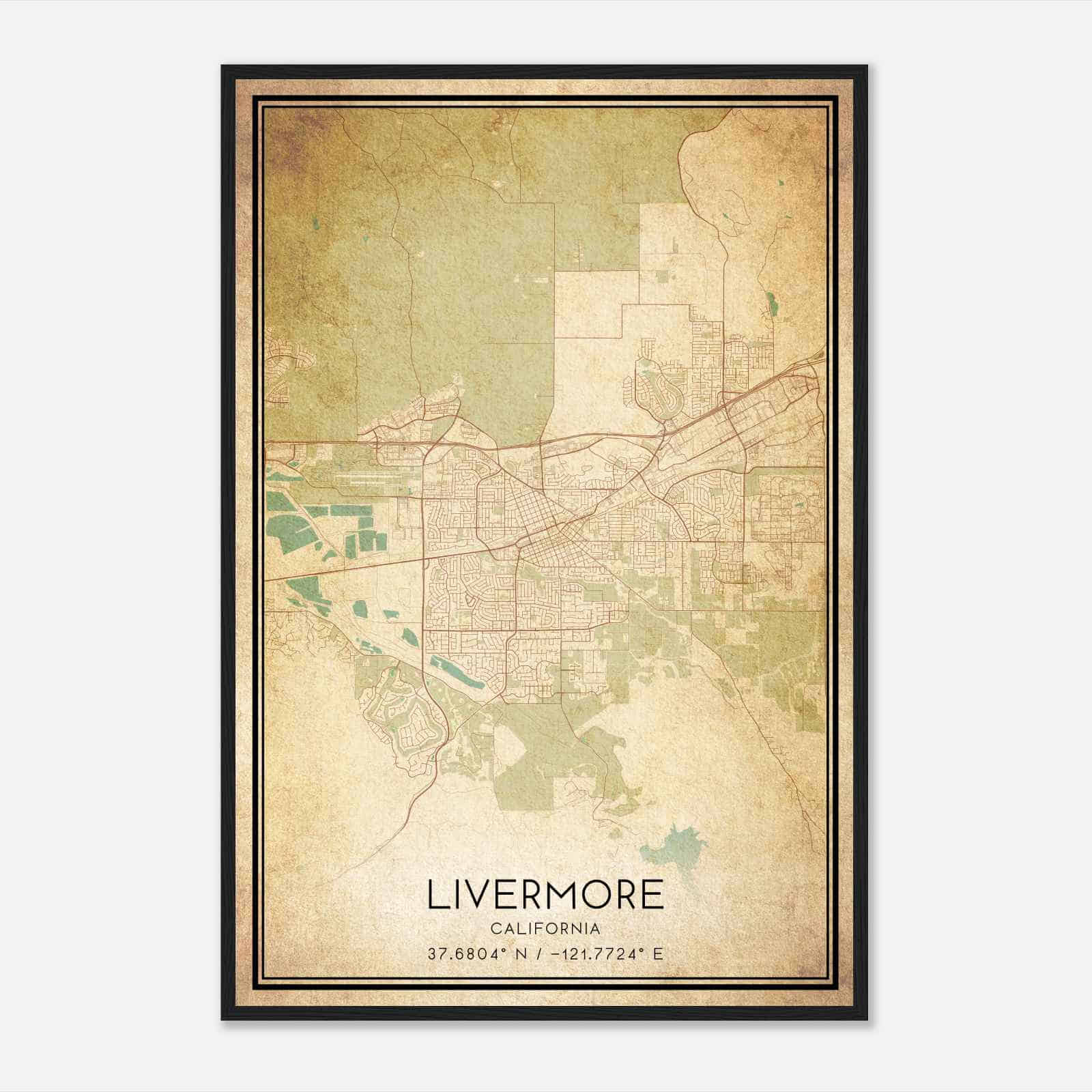Vintage Livermore California Map Poster, Modern Home Decor Wall Art Print