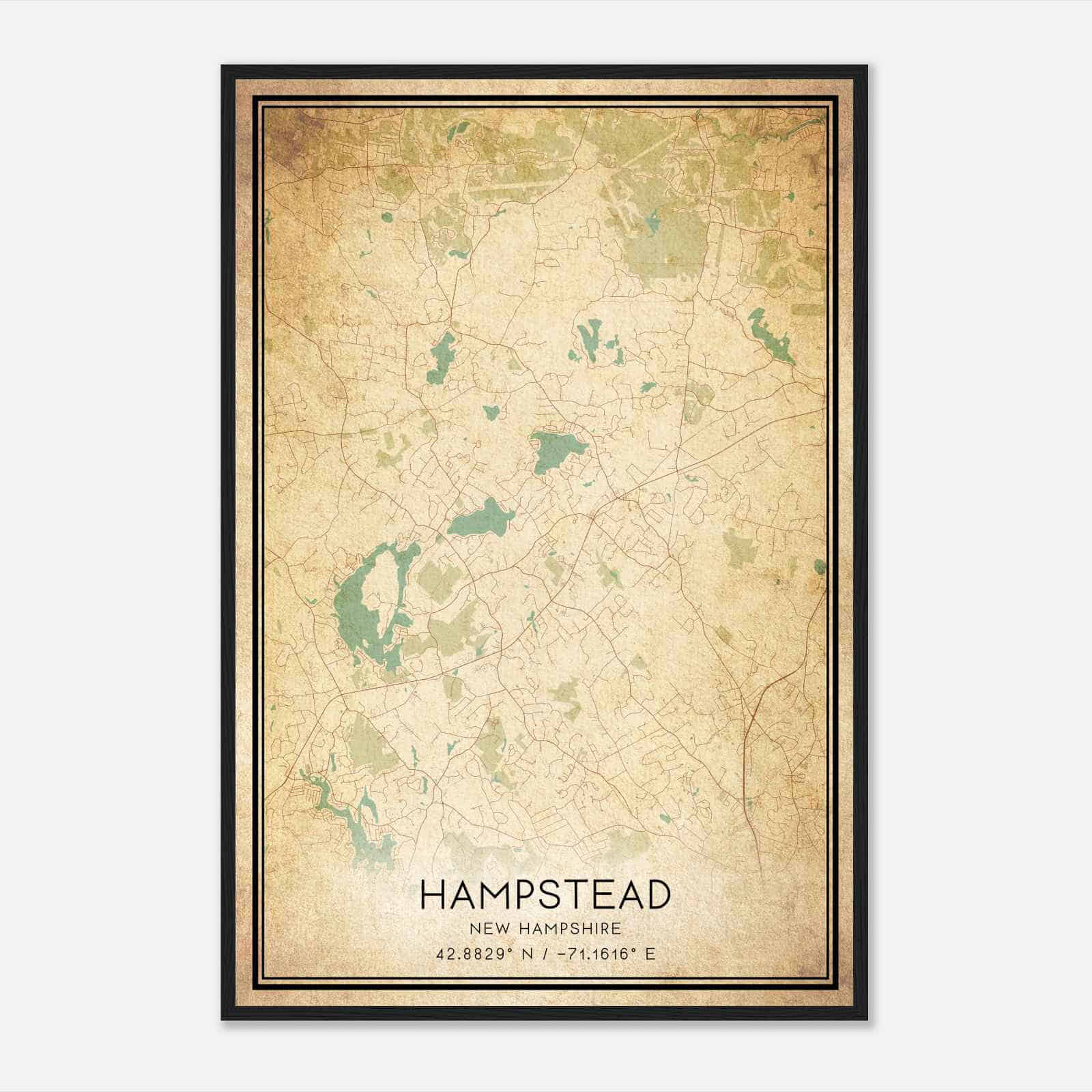 Vintage Hampstead New Hampshire Map Poster, Modern Home Decor Wall Art Print