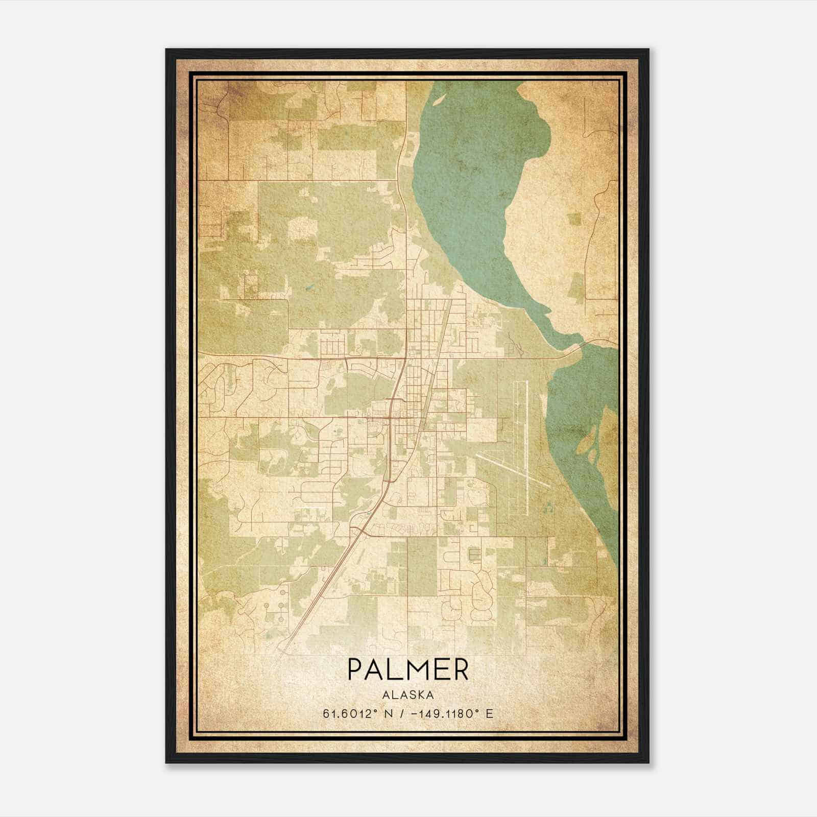 Vintage Palmer Alaska Map Poster, Modern Home Decor Wall Art Print