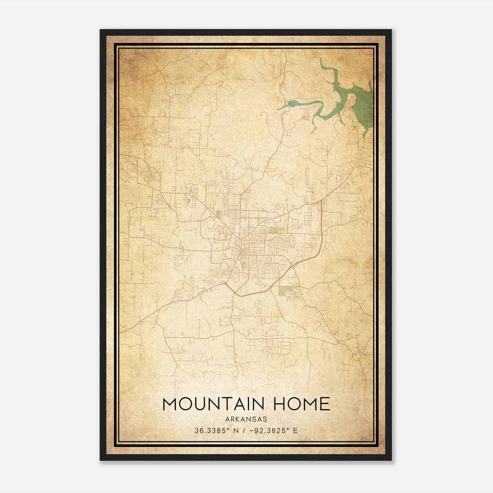 Vintage Mountain Home Arkansas Map Poster, Modern Home Decor Wall Art Print