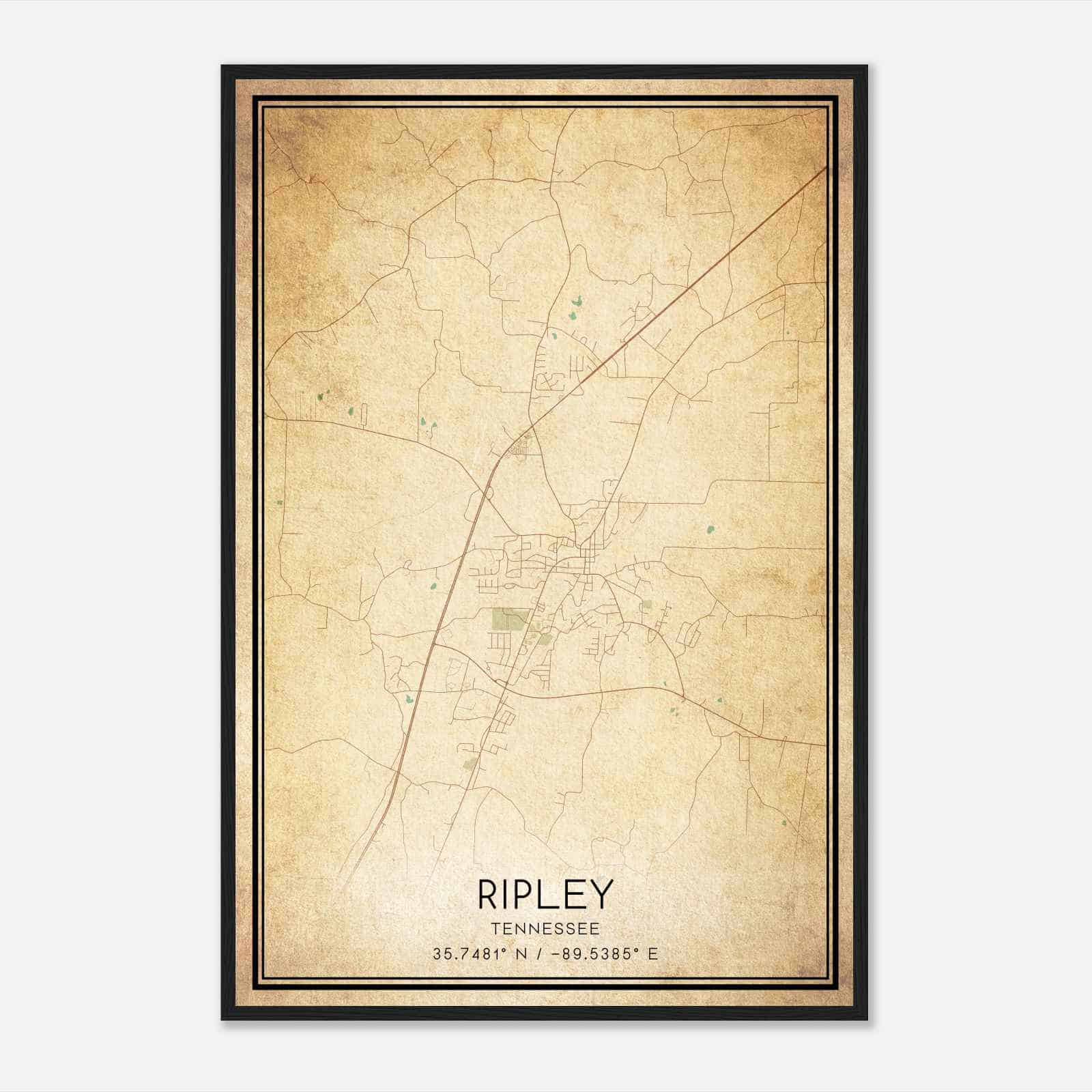 Vintage Ripley Tennessee Map Poster, Modern Home Decor Wall Art Print