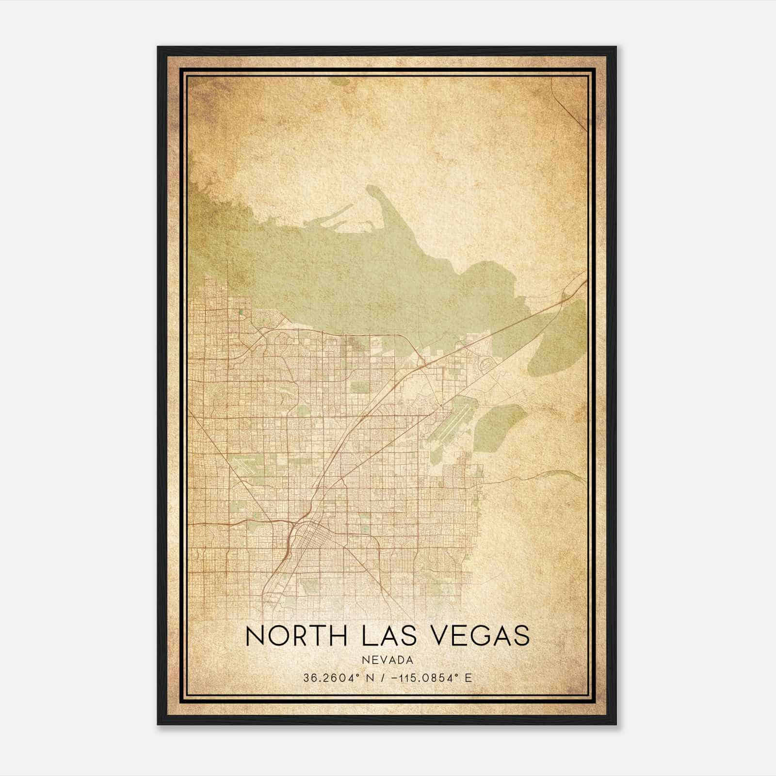 Vintage North Las Vegas Nevada Map Poster, Modern Home Decor Wall Art Print