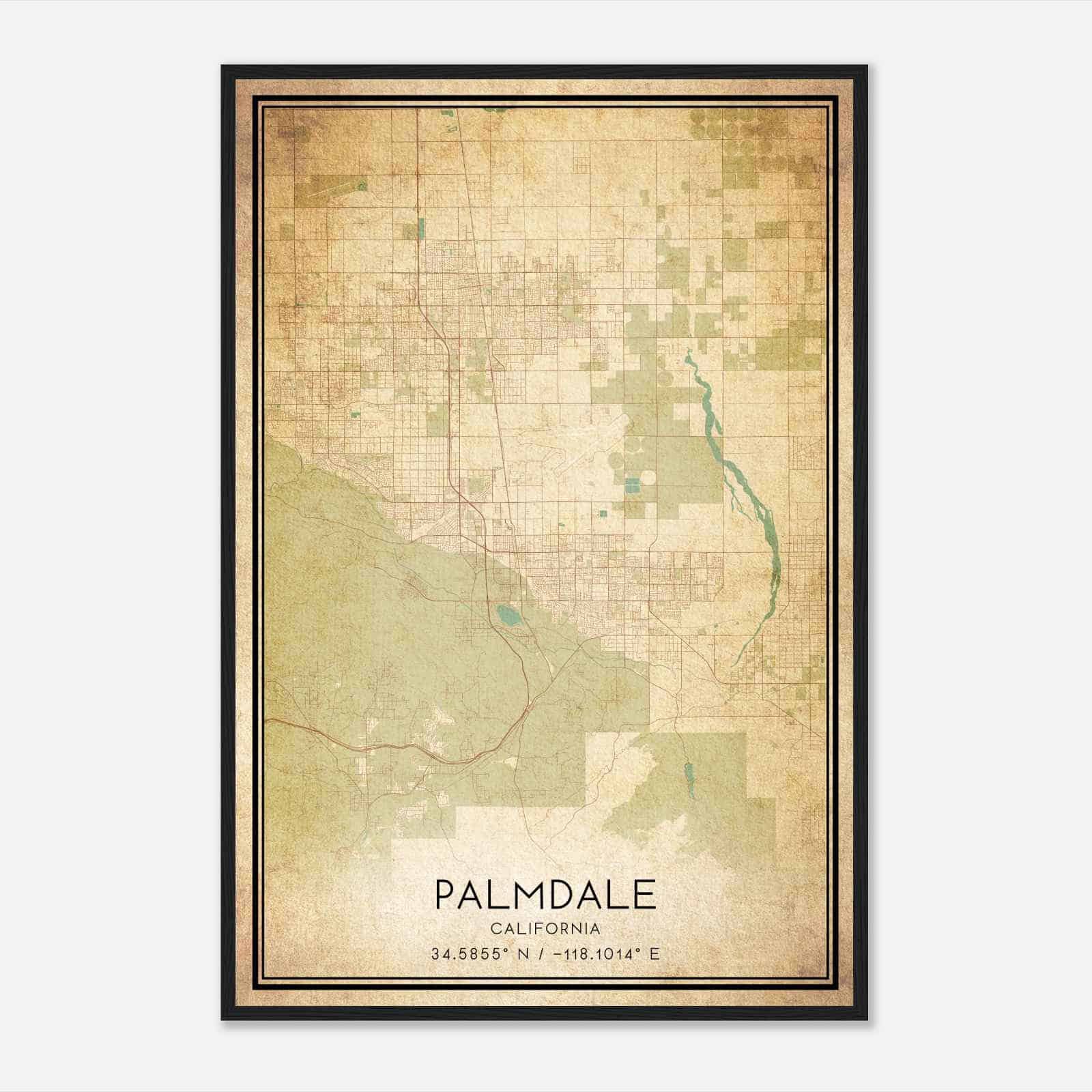 Vintage Palmdale California Map Poster, Modern Home Decor Wall Art Print
