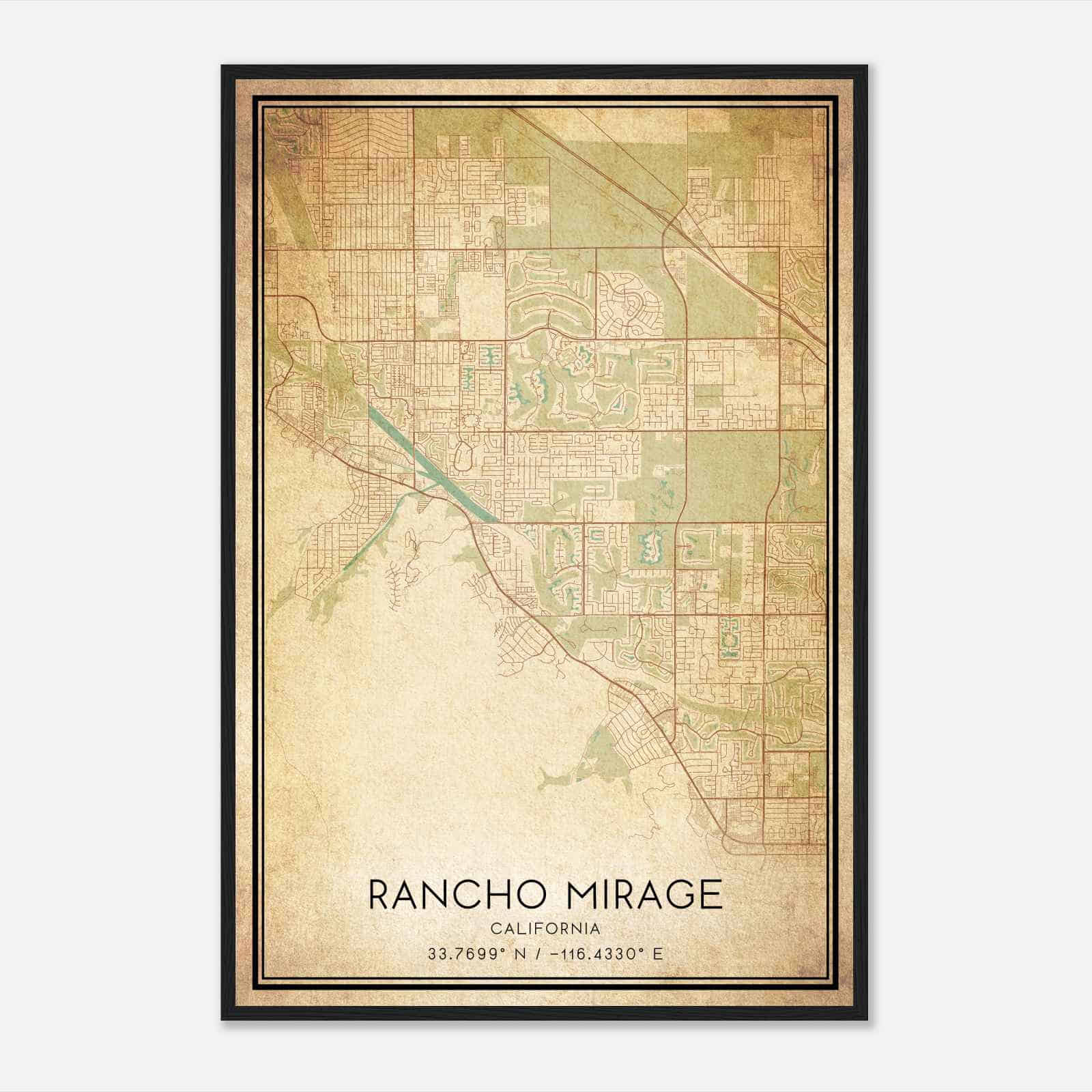 Vintage Rancho Mirage California Map Poster, Modern Home Decor Wall Art Print