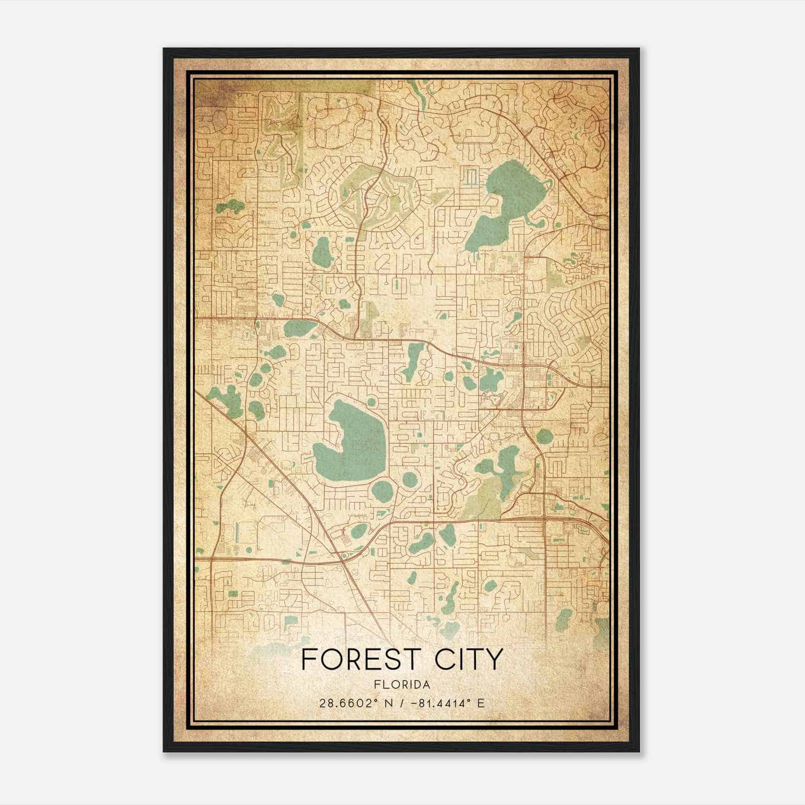 Vintage Forest City Florida Map Poster, Modern Home Decor Wall Art Print Vintage Forest City Florida Map Poster, Modern Home Decor Wall Art Print