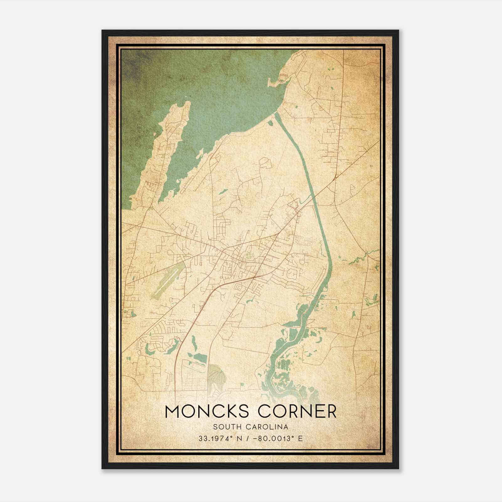 Vintage Moncks Corner South Carolina Map Poster, Modern Home Decor Wall Art Print Vintage Moncks Corner South Carolina Map Poster, Modern Home Decor Wall Art Print