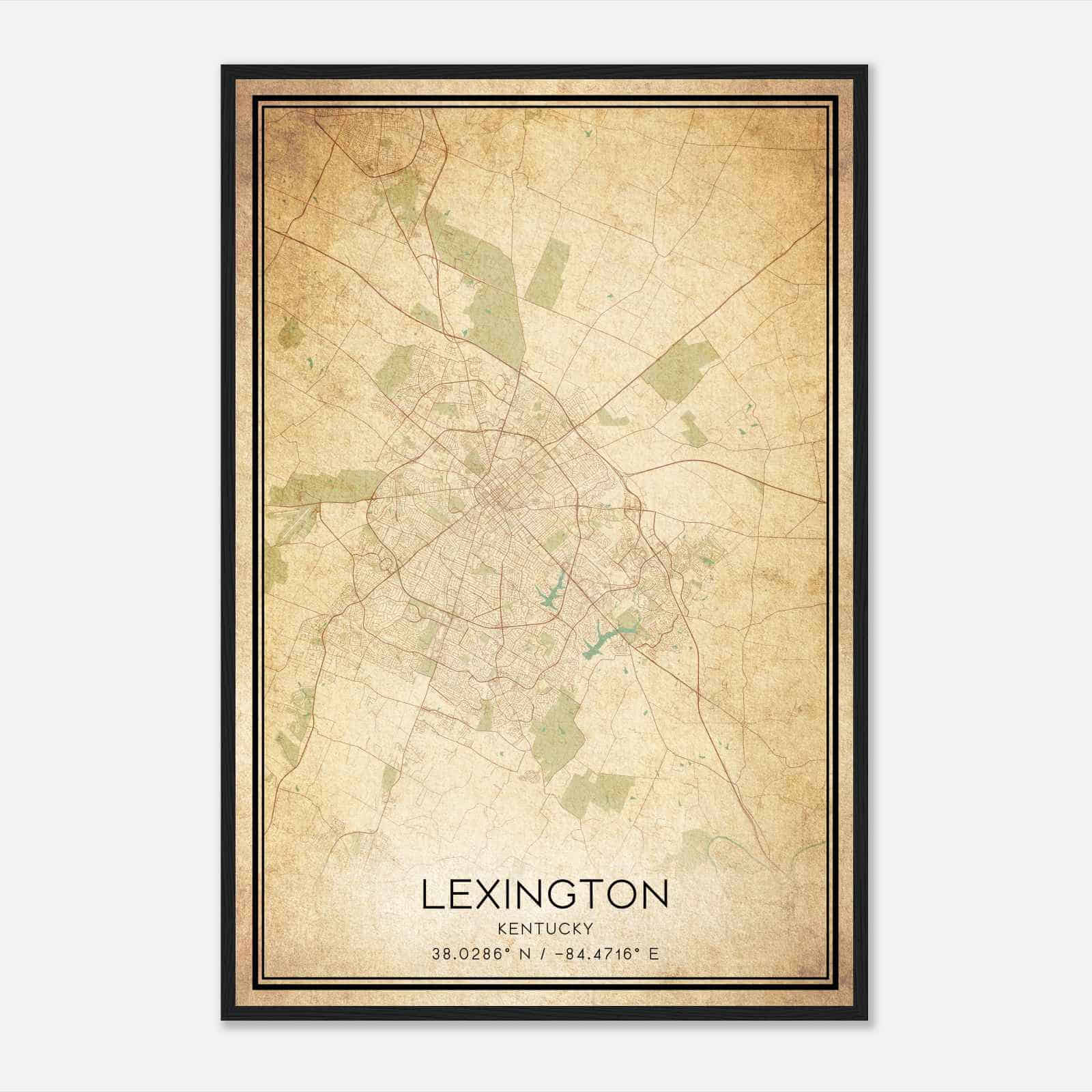 Vintage Lexington Kentucky Map Poster, Modern Home Decor Wall Art Print