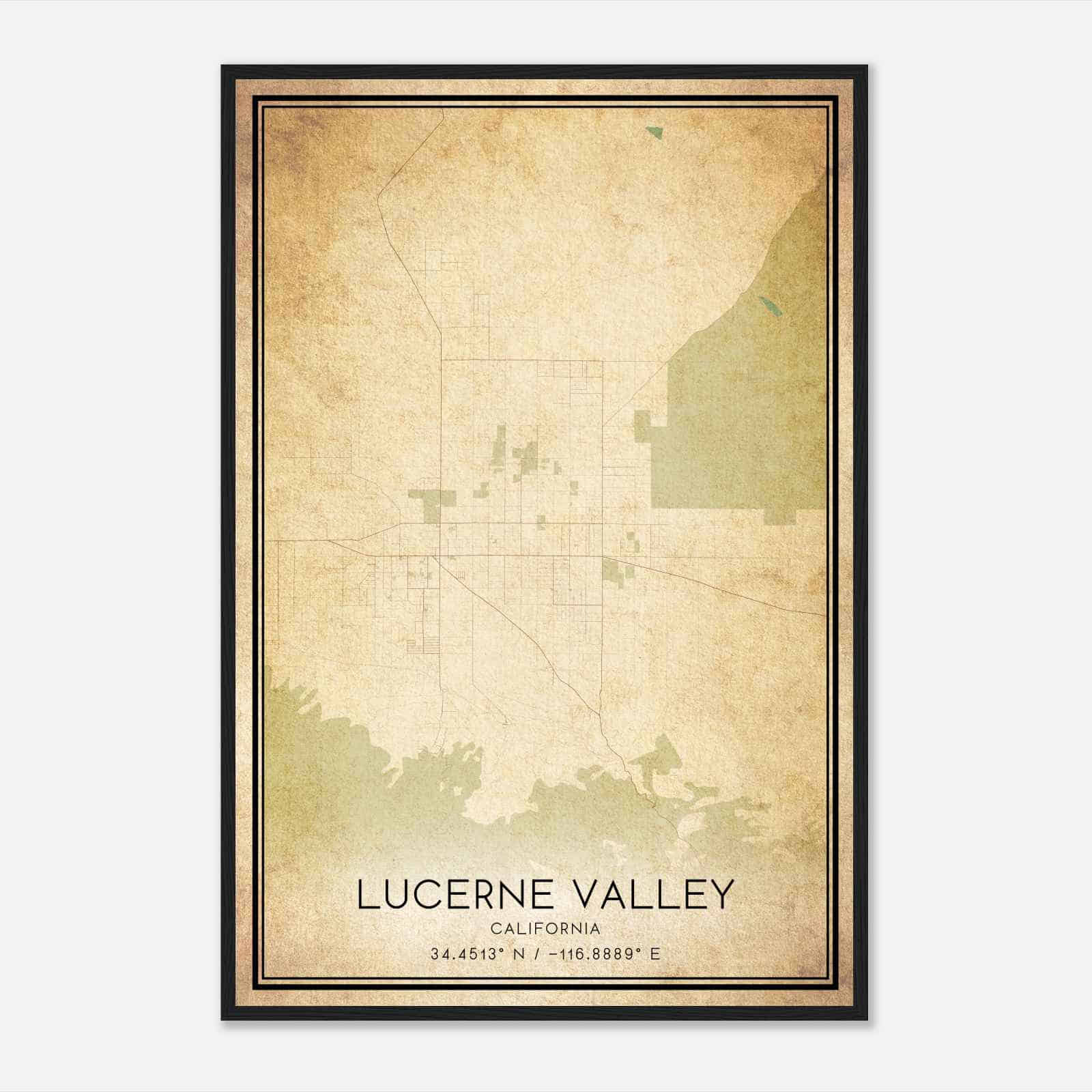 Vintage Lucerne Valley California Map Poster, Modern Home Decor Wall Art Print