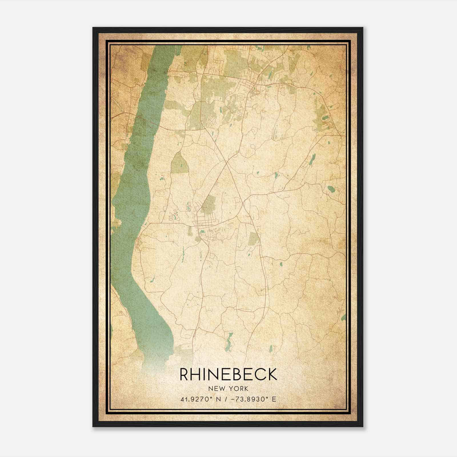 Vintage Rhinebeck New York Map Poster, Modern Home Decor Wall Art Print