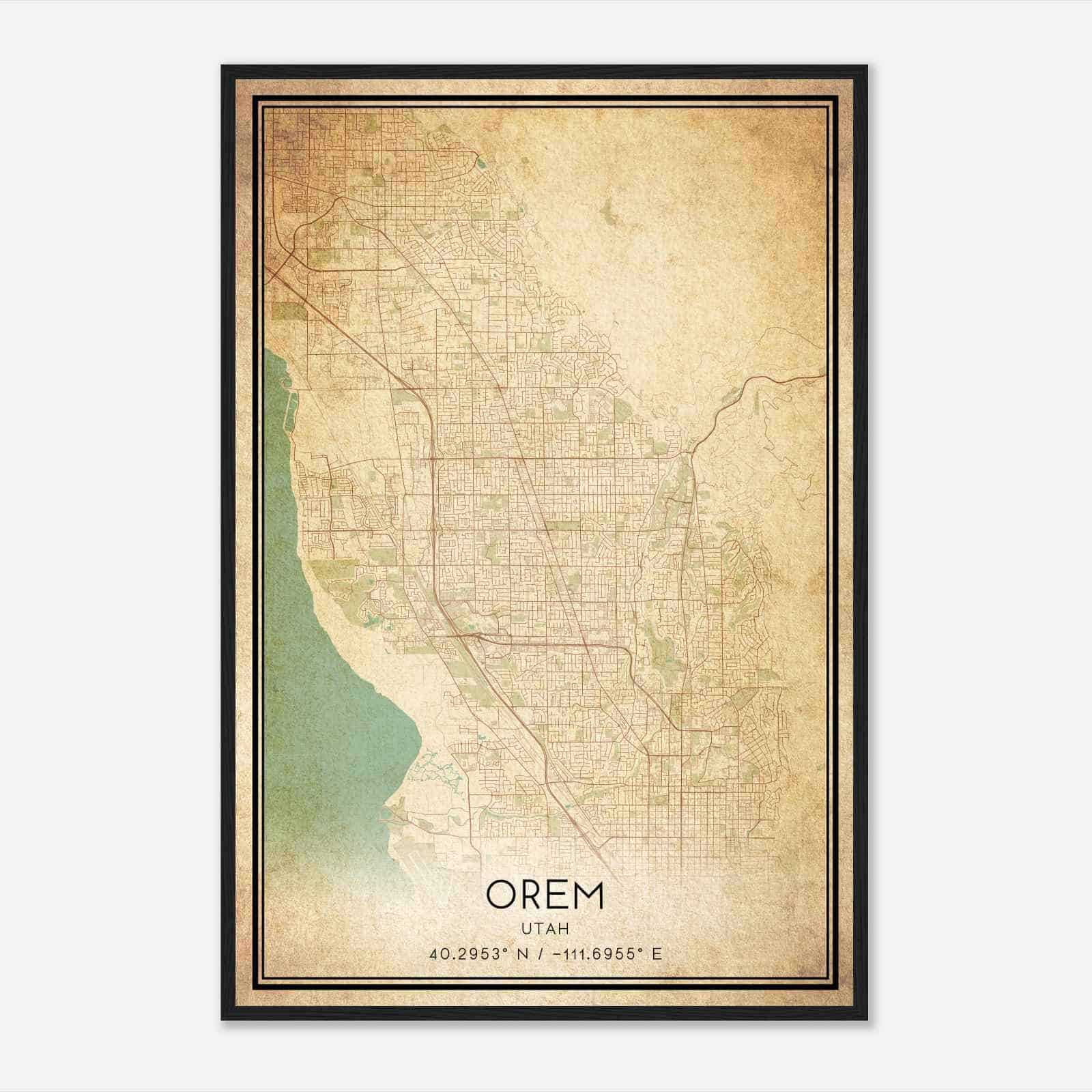 Vintage Orem Utah Map Poster, Modern Home Decor Wall Art Print
