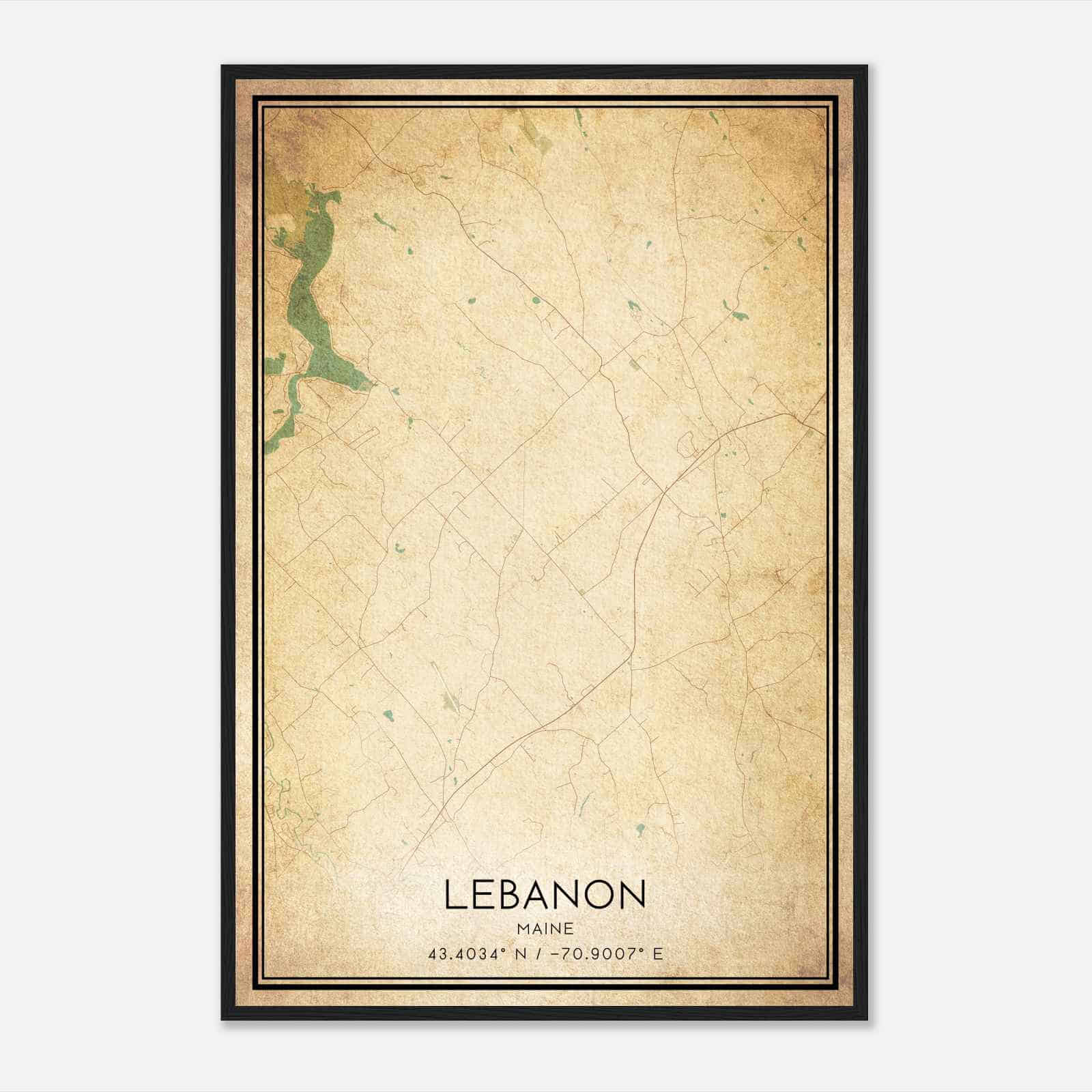 Vintage Lebanon Maine Map Poster, Modern Home Decor Wall Art Print Vintage Lebanon Maine Map Poster, Modern Home Decor Wall Art Print