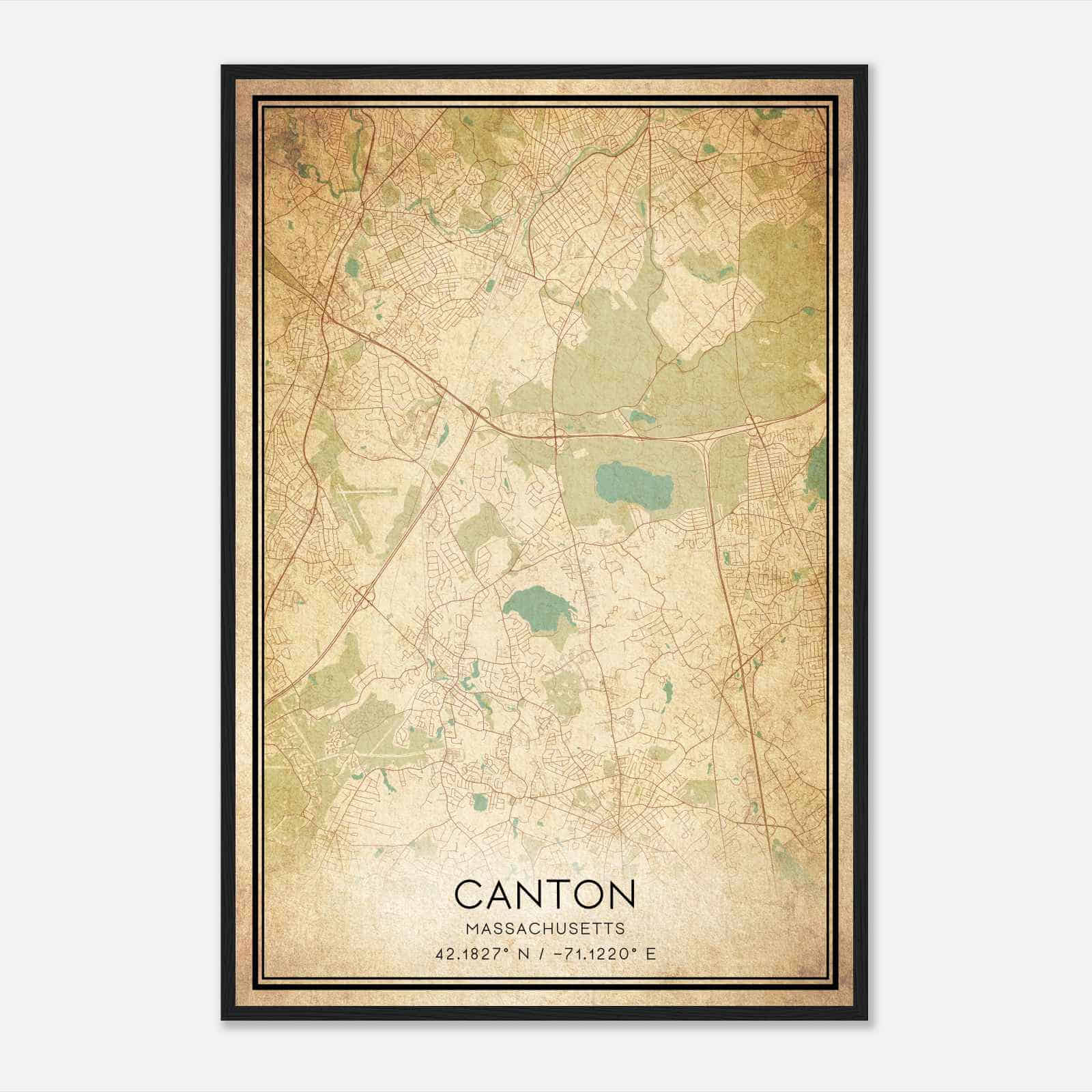 Vintage Canton Massachusetts Map Poster, Modern Home Decor Wall Art Print Vintage Canton Massachusetts Map Poster, Modern Home Decor Wall Art Print