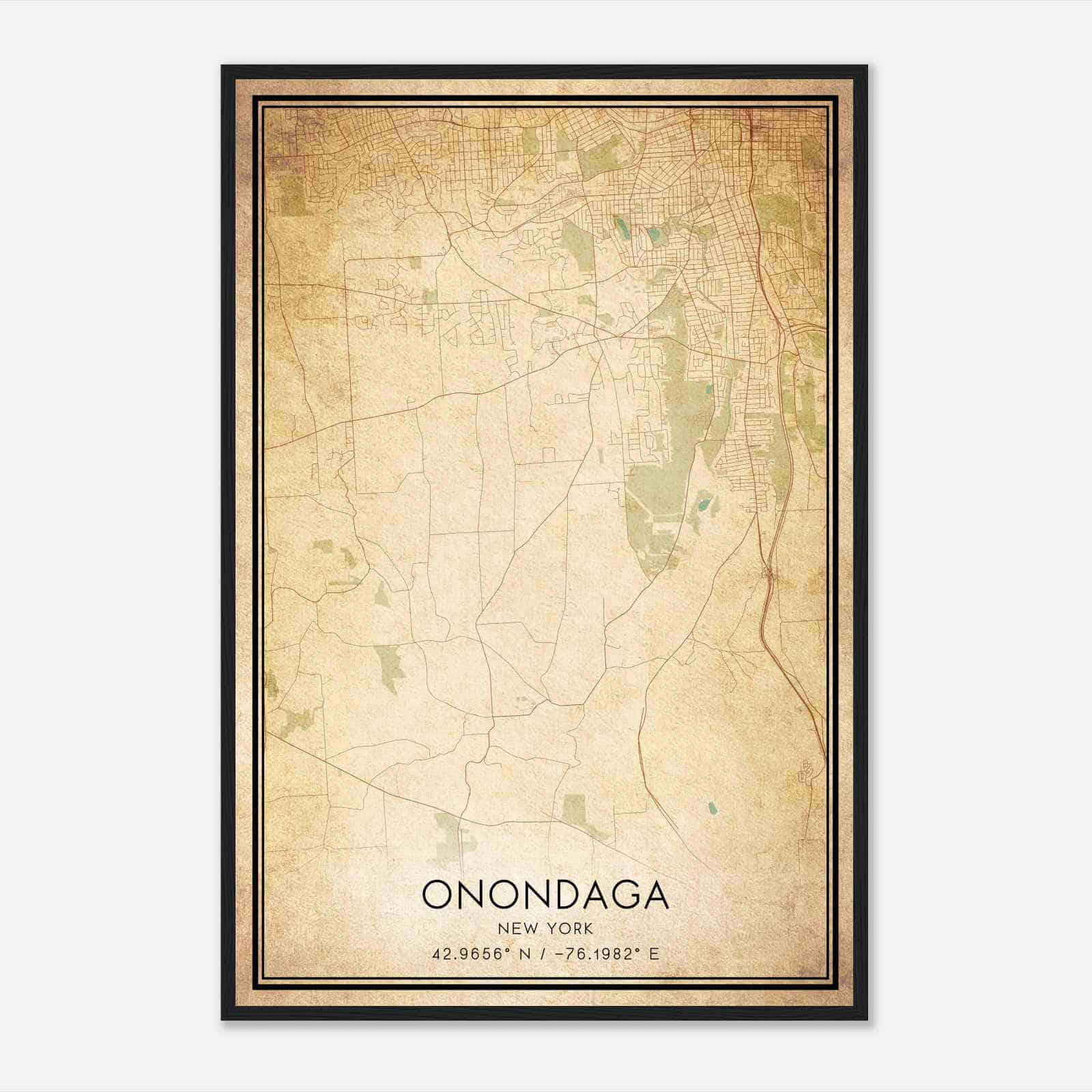 Vintage Onondaga New York Map Poster, Modern Home Decor Wall Art Print