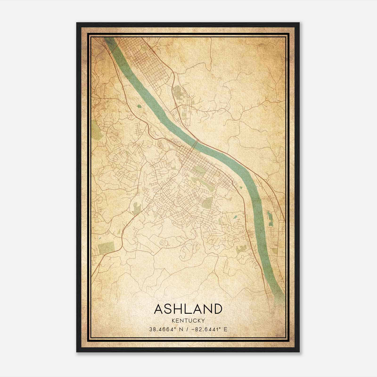 Vintage Ashland Kentucky Map Poster, Modern Home Decor Wall Art Print Vintage Ashland Kentucky Map Poster, Modern Home Decor Wall Art Print