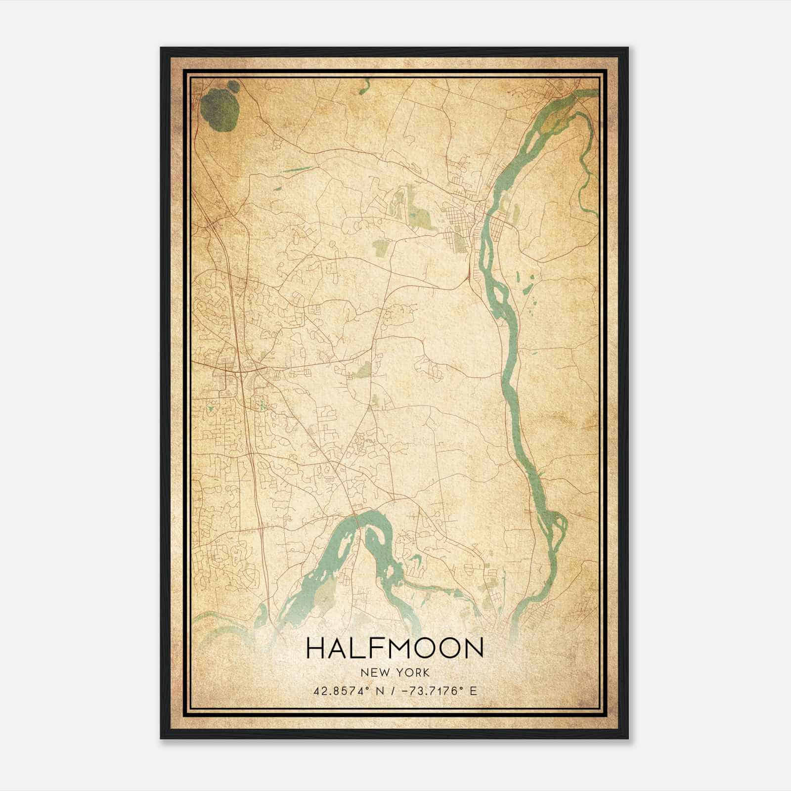 Vintage Halfmoon New York Map Poster, Modern Home Decor Wall Art Print Vintage Halfmoon New York Map Poster, Modern Home Decor Wall Art Print