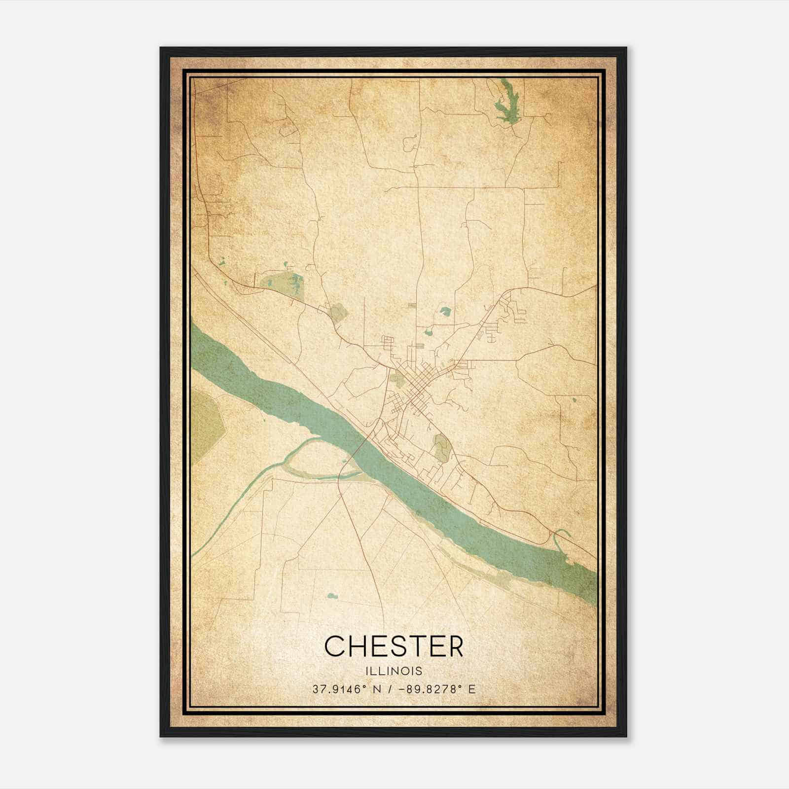 Vintage Chester Illinois Map Poster, Modern Home Decor Wall Art Print Vintage Chester Illinois Map Poster, Modern Home Decor Wall Art Print