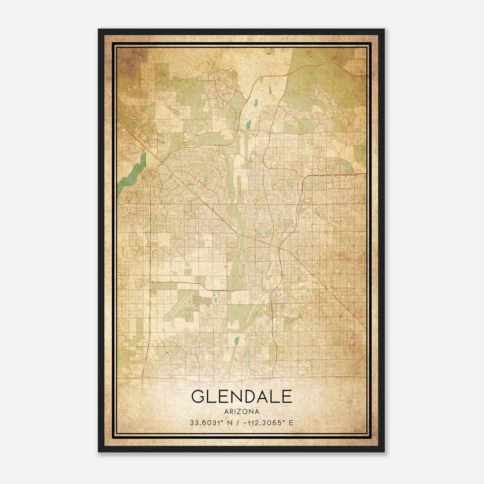 Vintage Glendale Arizona Map Poster, Modern Home Decor Wall Art Print