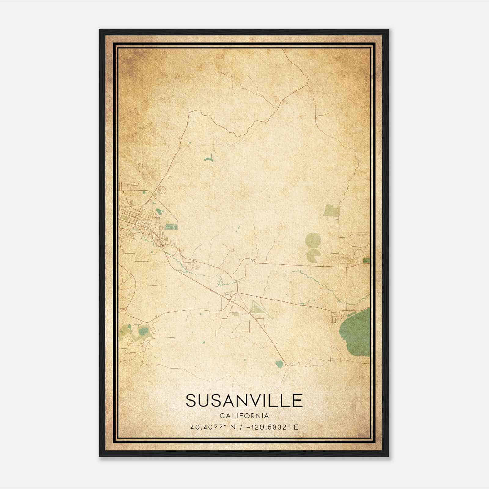 Vintage Susanville California Map Poster, Modern Home Decor Wall Art Print