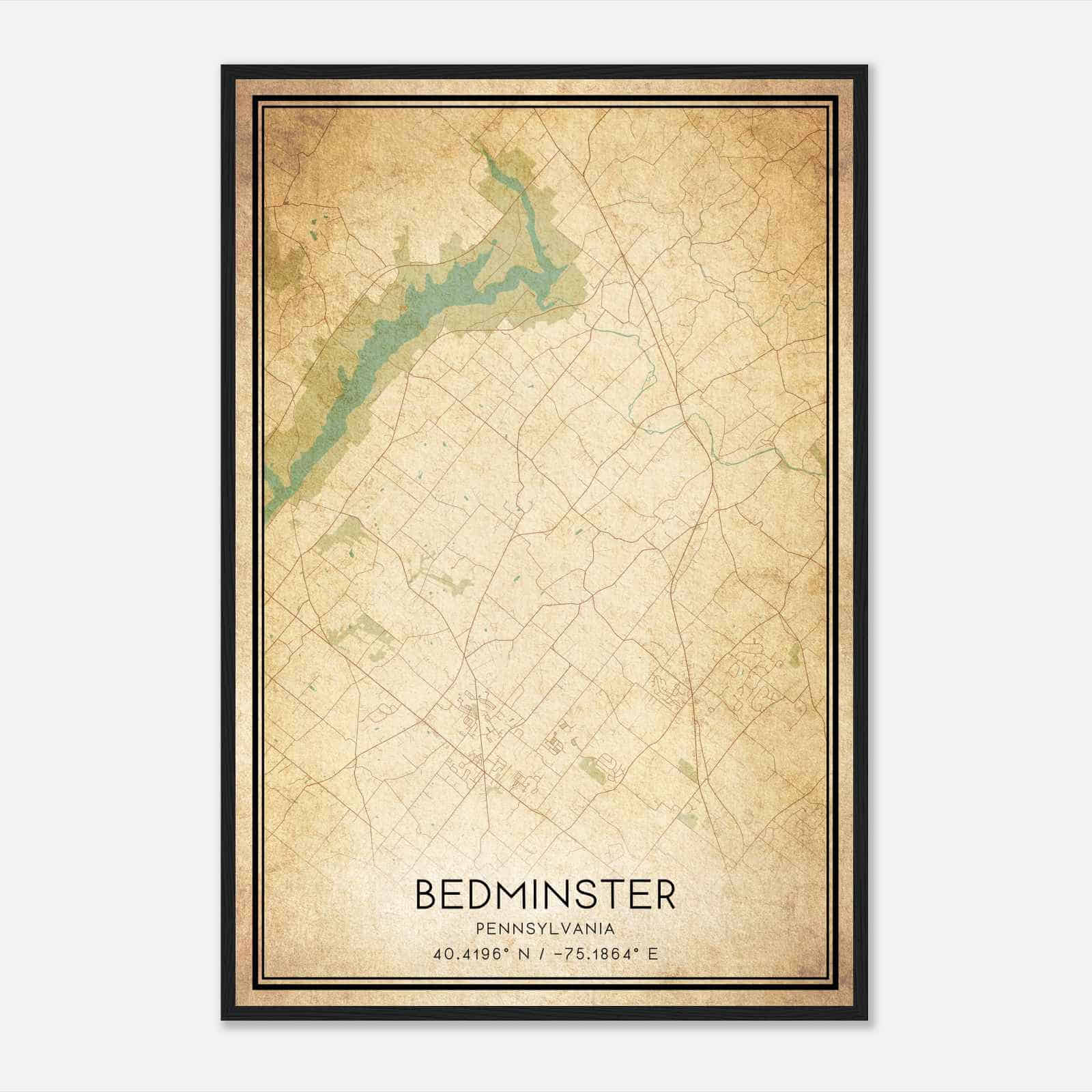 Vintage Bedminster Pennsylvania Map Poster, Modern Home Decor Wall Art Print Vintage Bedminster Pennsylvania Map Poster, Modern Home Decor Wall Art Print