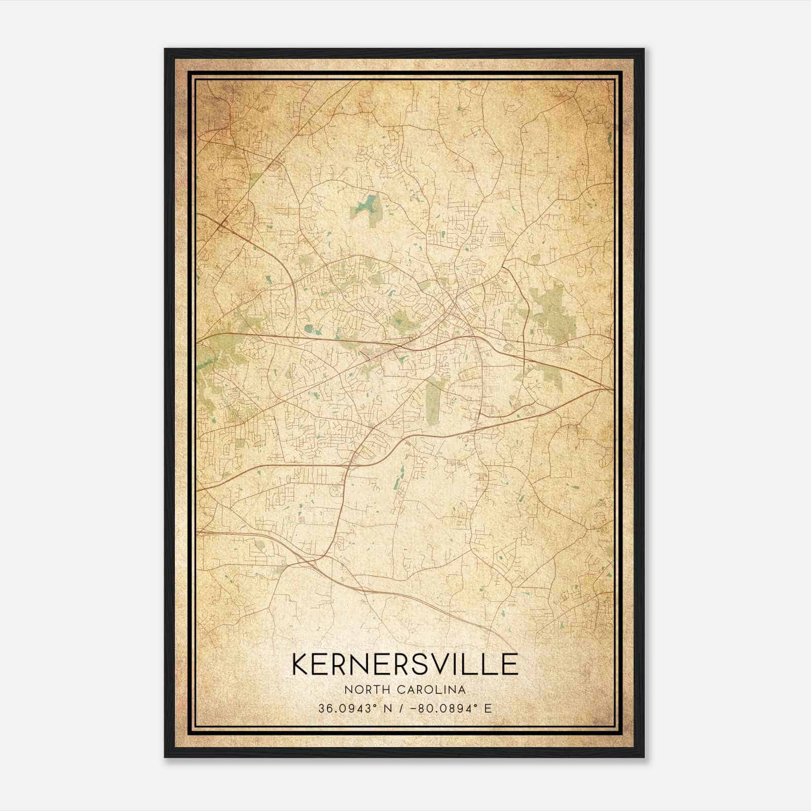 Vintage Kernersville North Carolina Map Poster, Modern Home Decor Wall Art Print