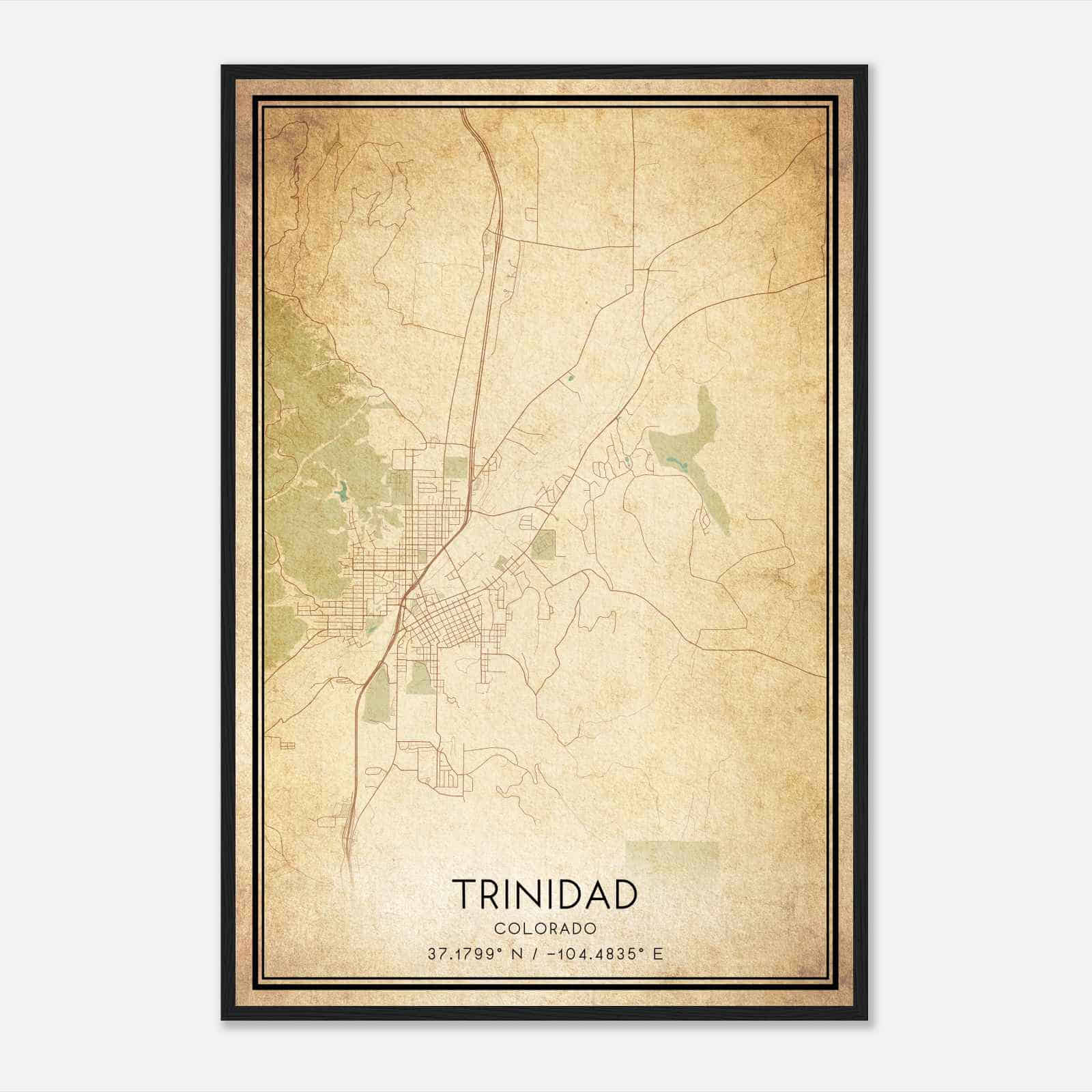 Vintage Trinidad Colorado Map Poster, Modern Home Decor Wall Art Print