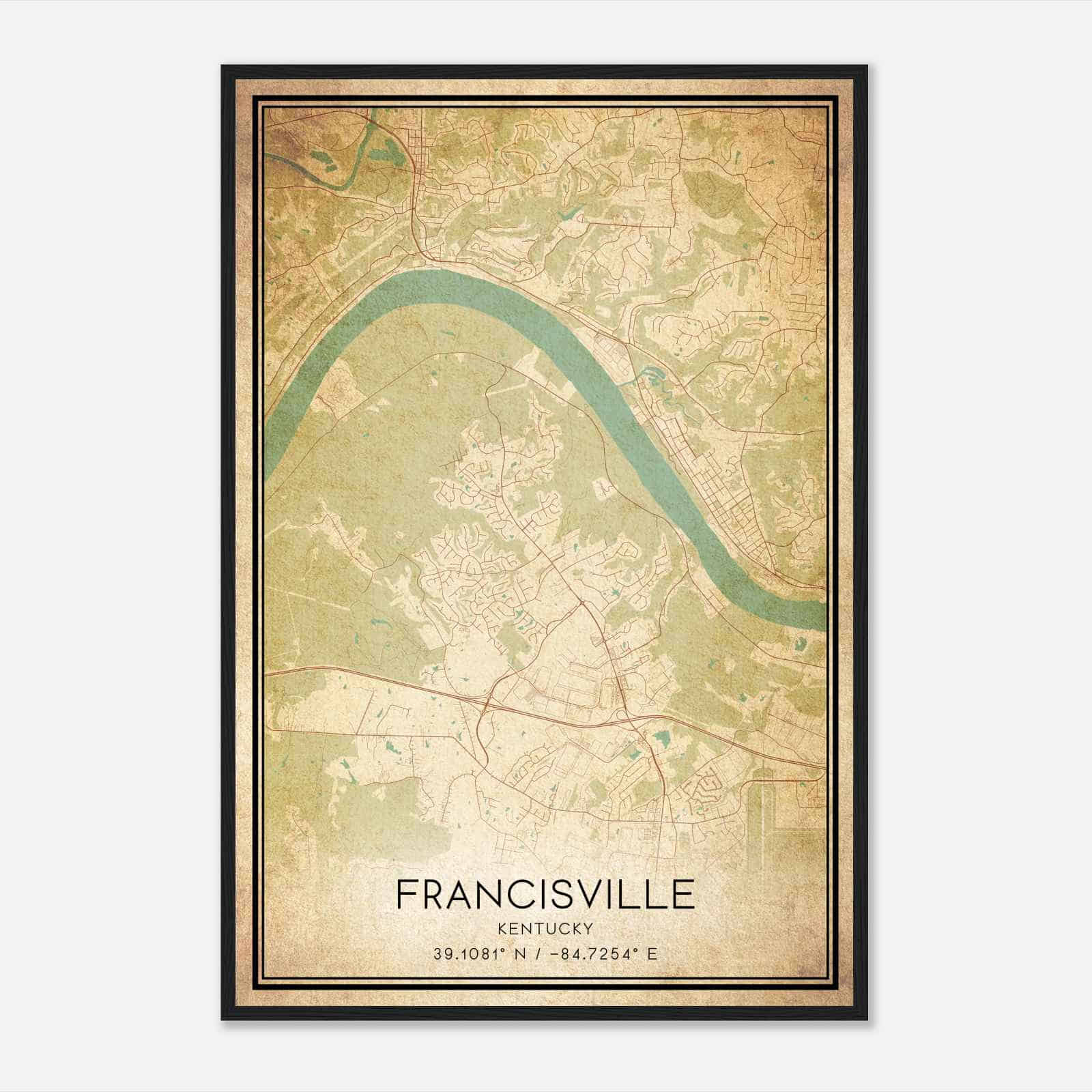 Vintage Francisville Kentucky Map Poster, Modern Home Decor Wall Art Print Vintage Francisville Kentucky Map Poster, Modern Home Decor Wall Art Print