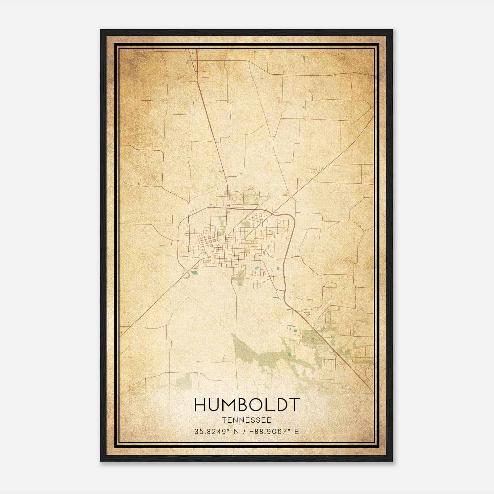 Vintage Humboldt Tennessee Map Poster, Modern Home Decor Wall Art Print
