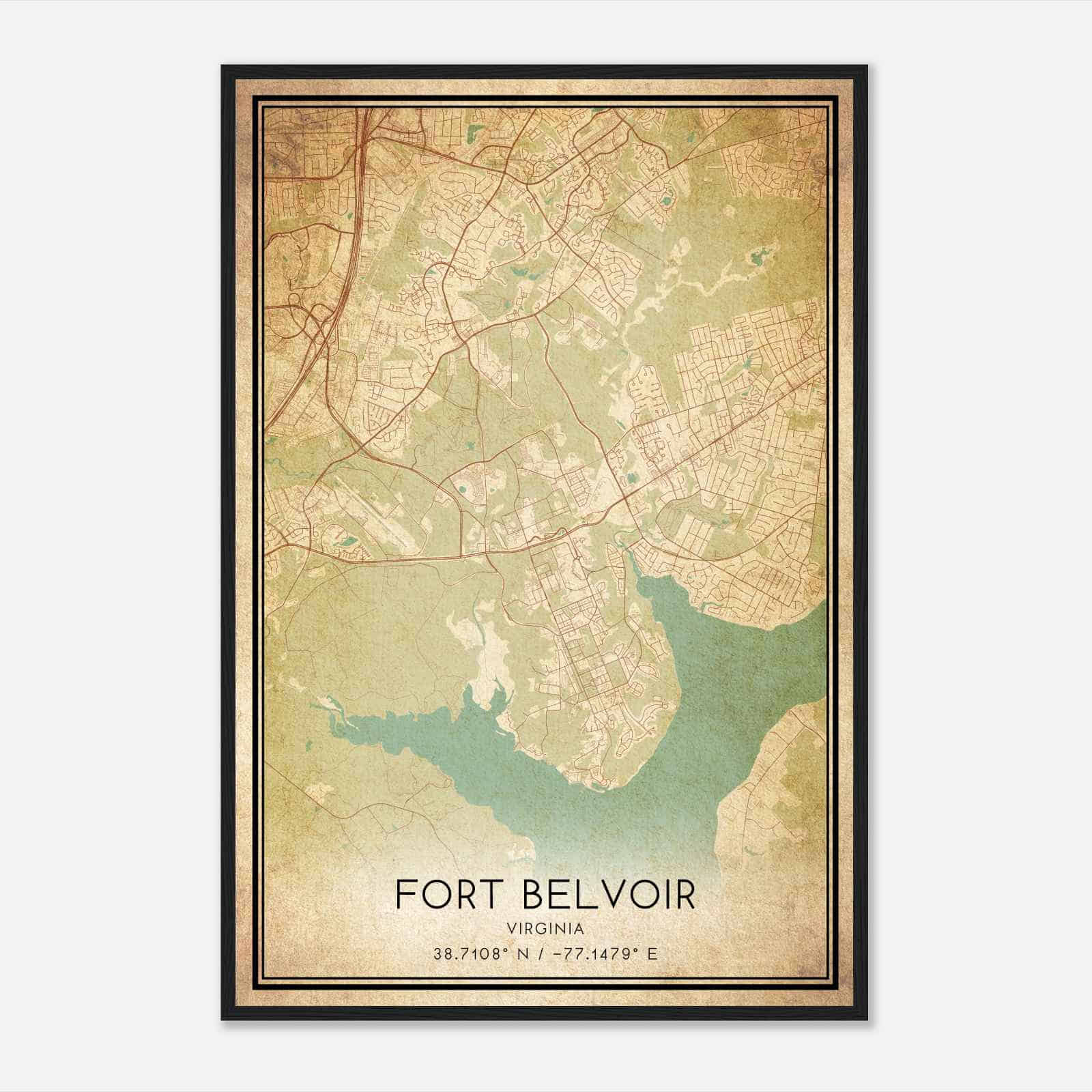 Vintage Fort Belvoir Virginia Map Poster, Modern Home Decor Wall Art Print