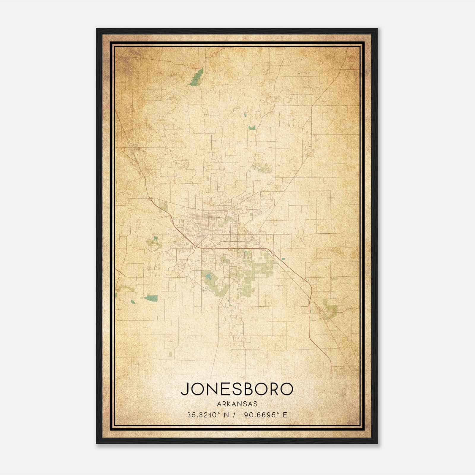 Vintage Jonesboro Arkansas Map Poster, Modern Home Decor Wall Art Print