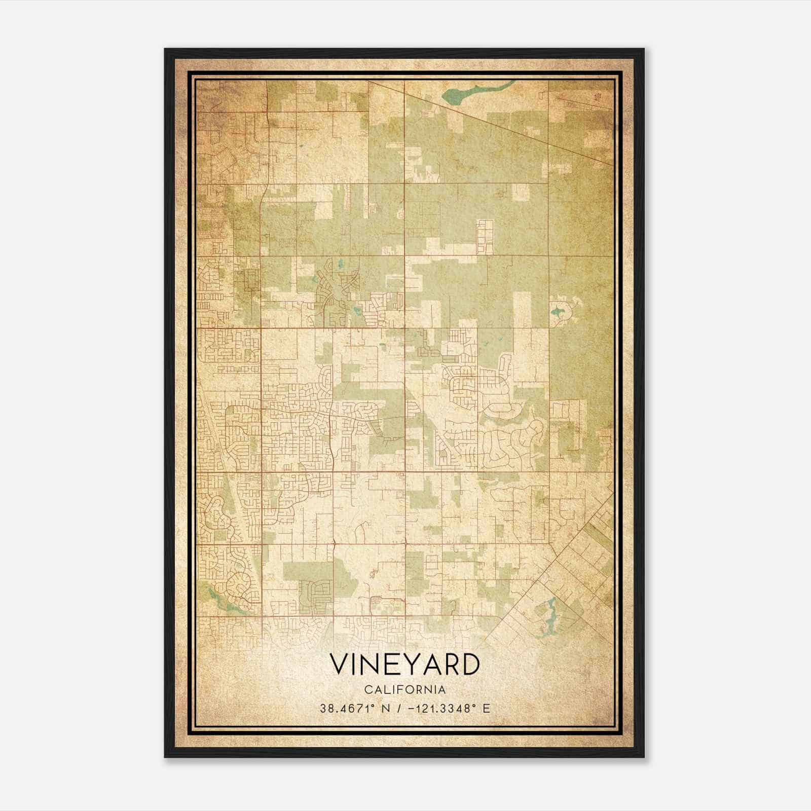 Vintage Vineyard California Map Poster, Modern Home Decor Wall Art Print