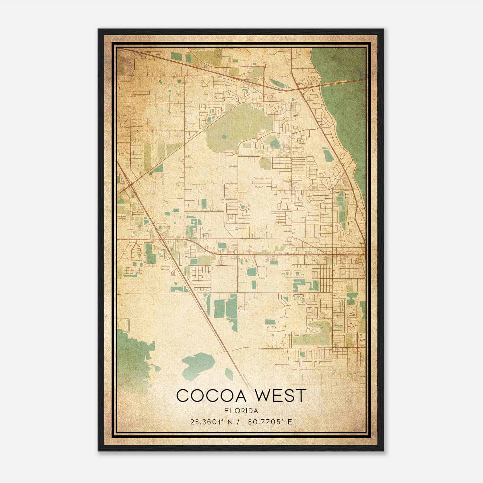Vintage Cocoa West Florida Map Poster, Modern Home Decor Wall Art Print Vintage Cocoa West Florida Map Poster, Modern Home Decor Wall Art Print