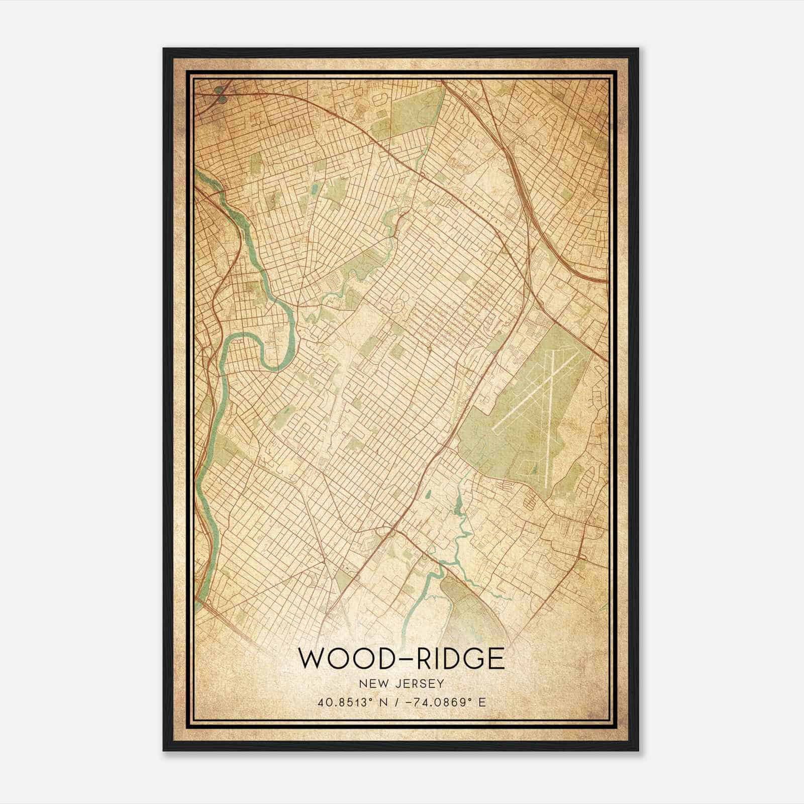 Vintage Wood-Ridge New Jersey Map Poster, Modern Home Decor Wall Art Print Vintage Wood-Ridge New Jersey Map Poster, Modern Home Decor Wall Art Print