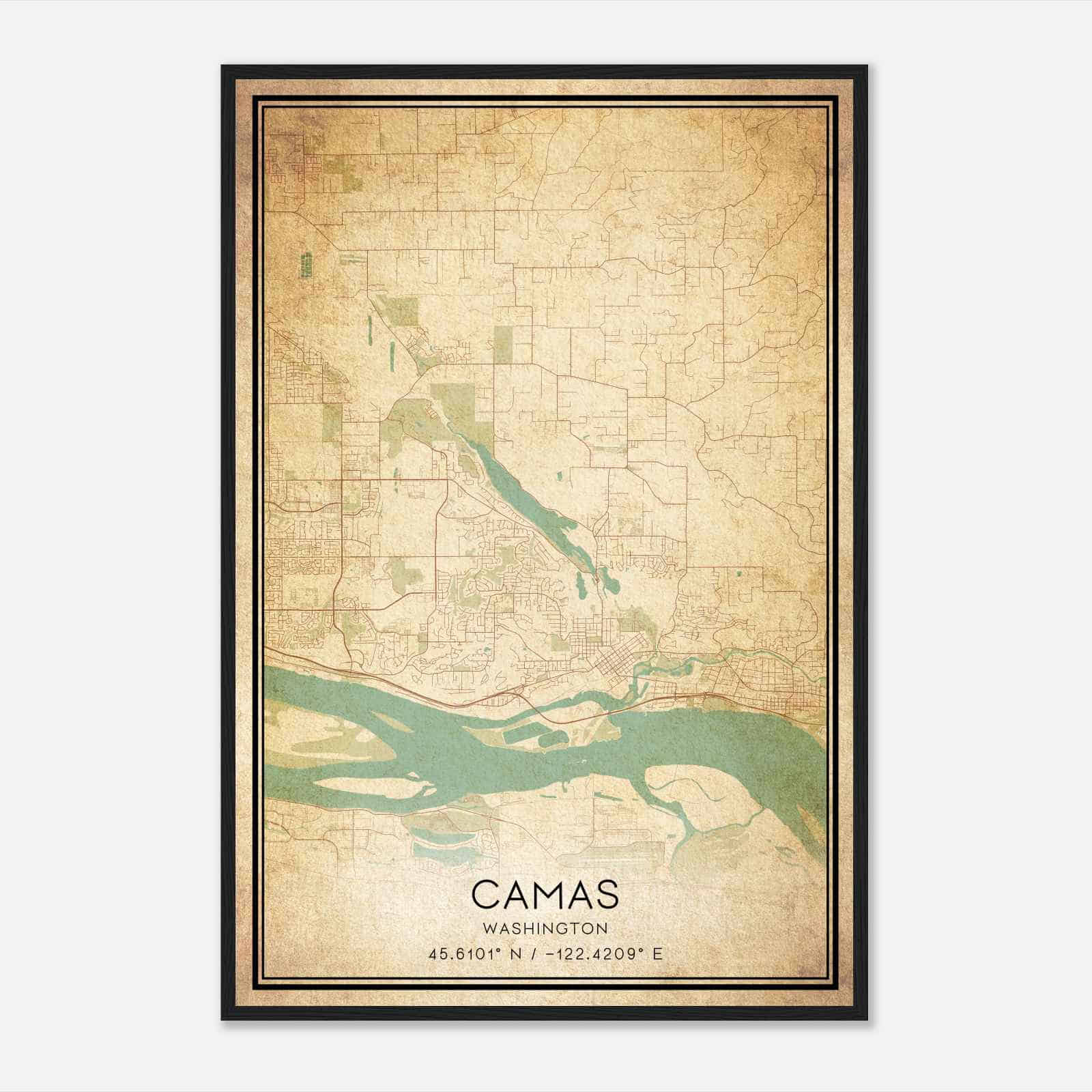 Vintage Camas Washington Map Poster, Modern Home Decor Wall Art Print Vintage Camas Washington Map Poster, Modern Home Decor Wall Art Print