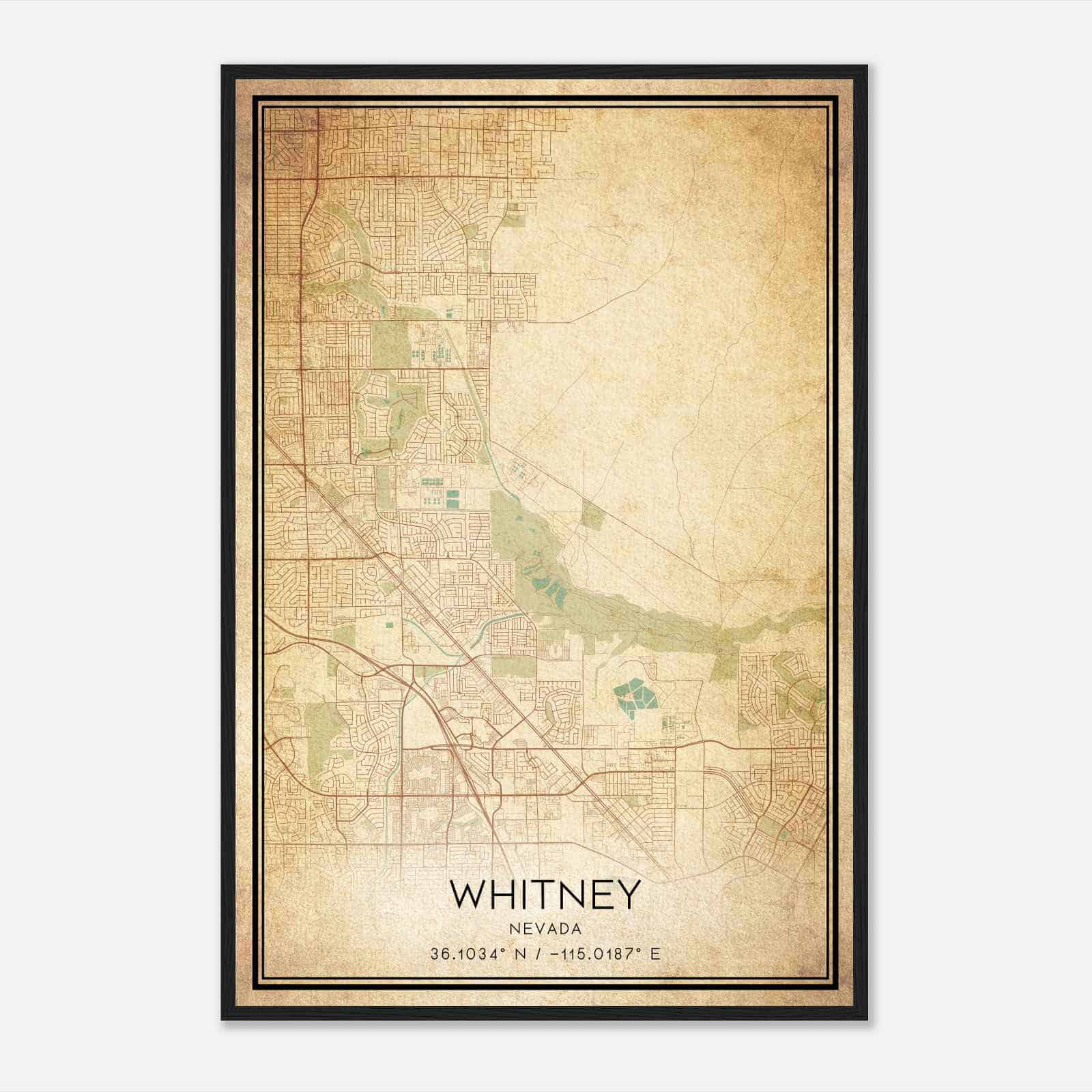 Vintage Whitney Nevada Map Poster, Modern Home Decor Wall Art Print