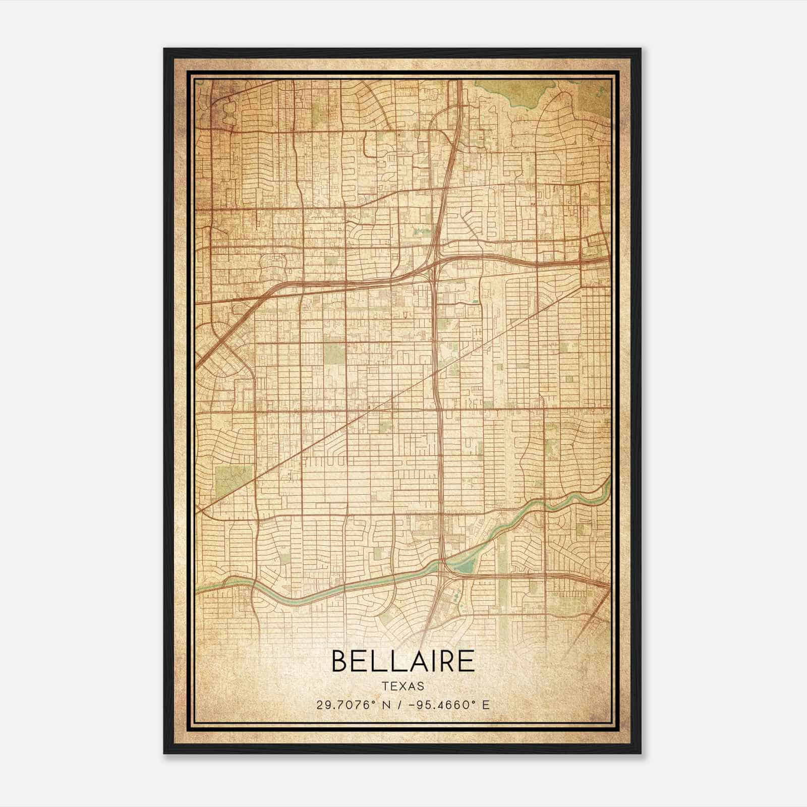 Vintage Bellaire Texas Map Poster, Modern Home Decor Wall Art Print Vintage Bellaire Texas Map Poster, Modern Home Decor Wall Art Print