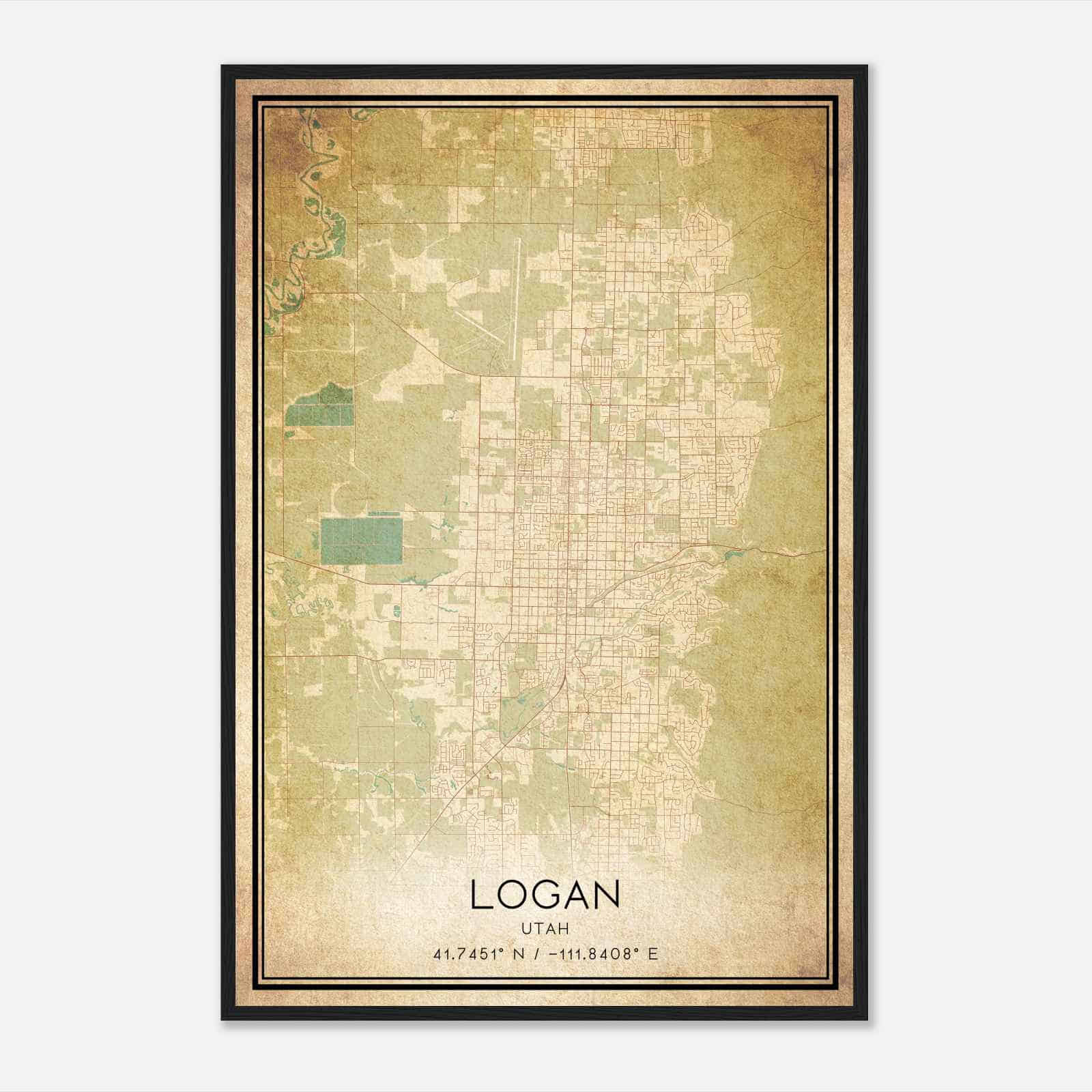 Vintage Logan Utah Map Poster, Modern Home Decor Wall Art Print