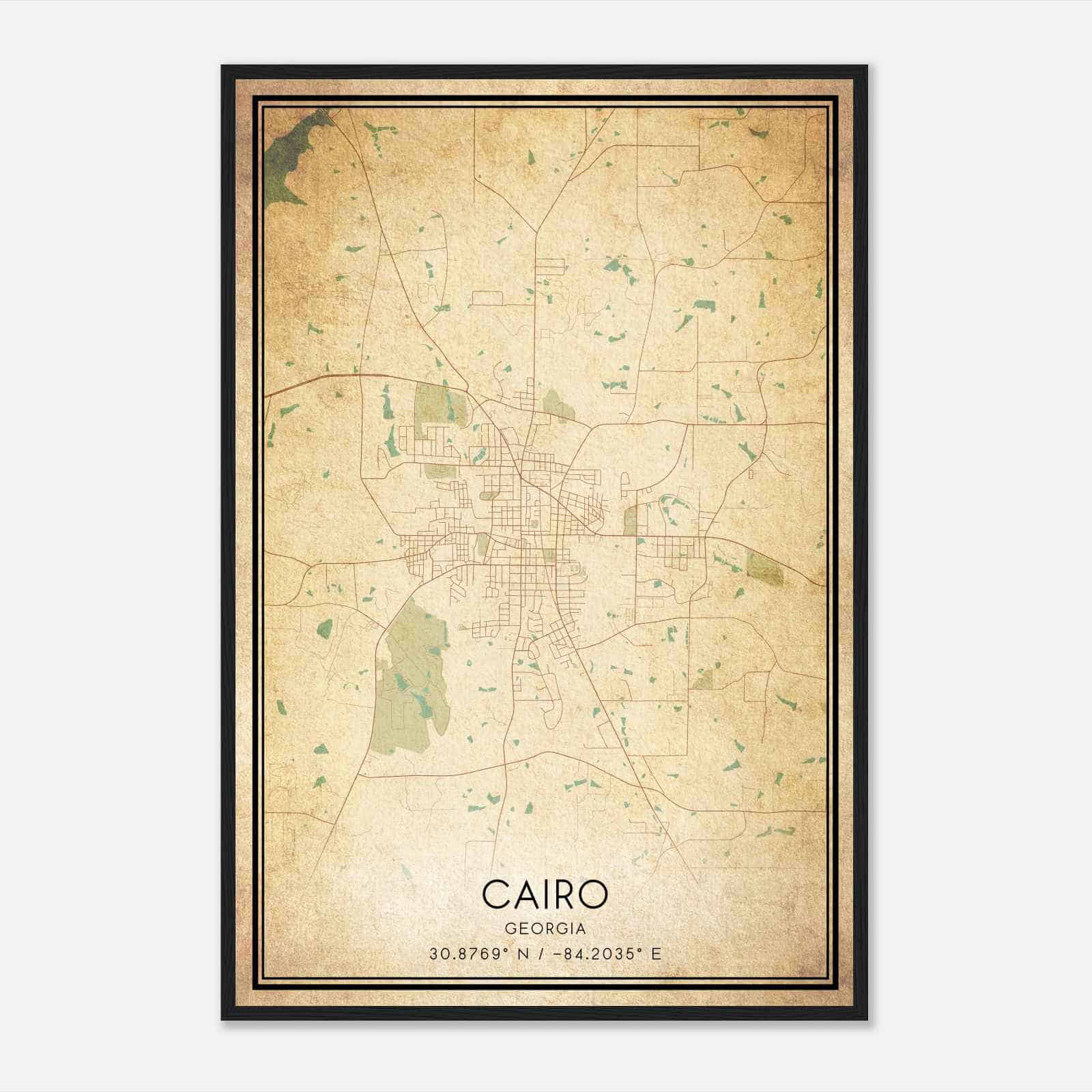 Vintage Cairo Georgia Map Poster, Modern Home Decor Wall Art Print