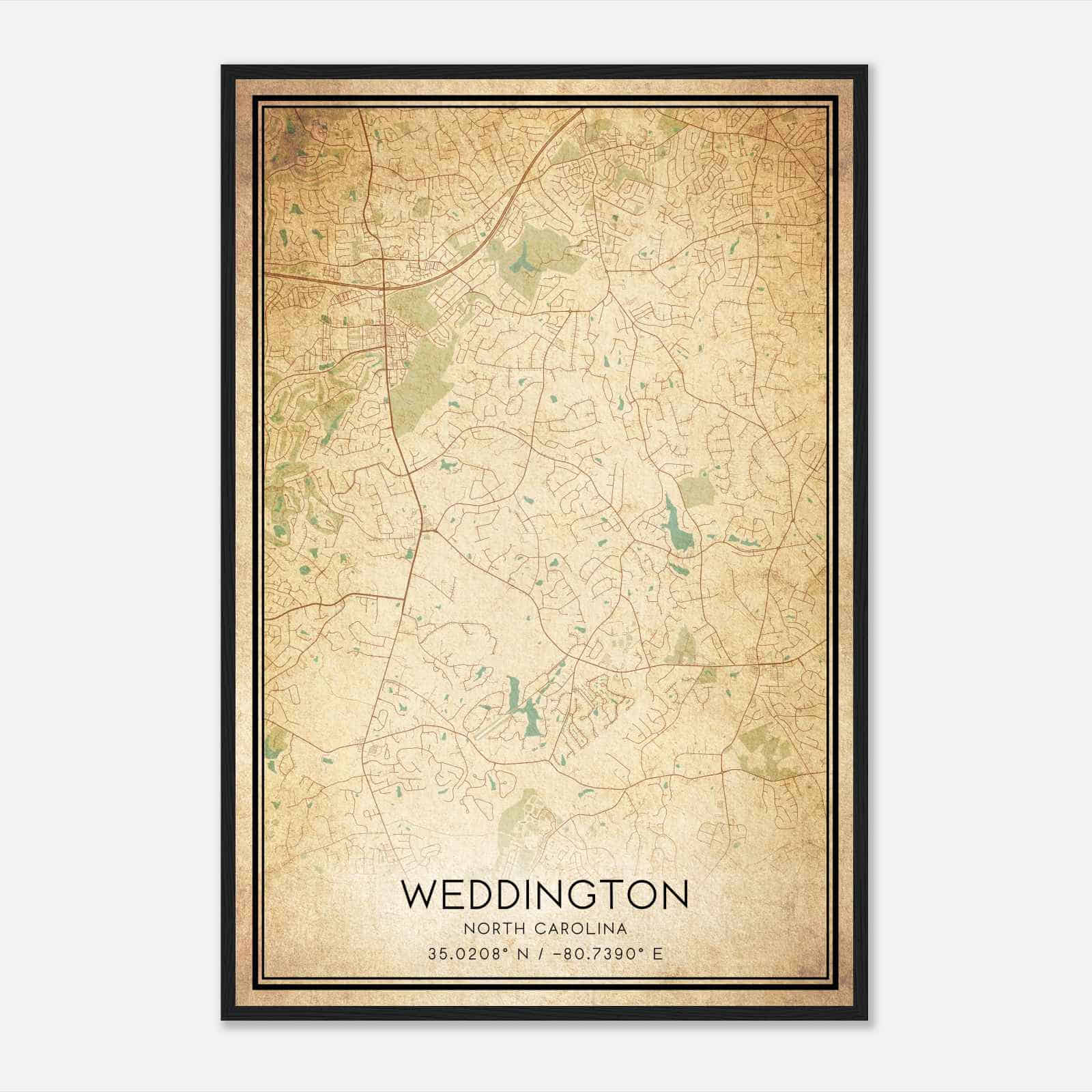 Vintage Weddington North Carolina Map Poster, Modern Home Decor Wall Art Print