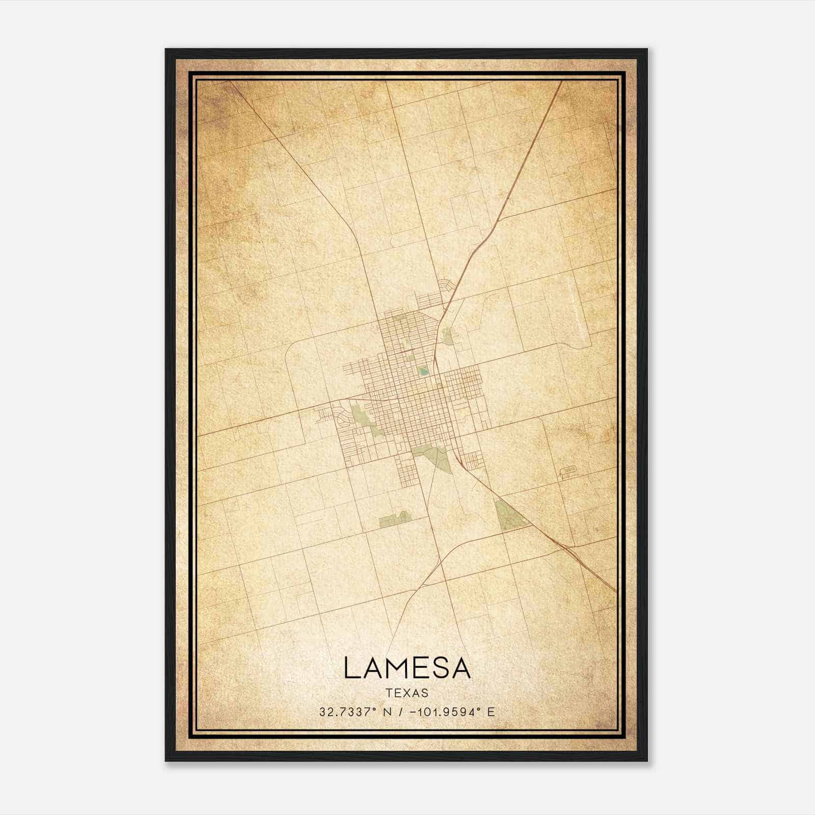 Vintage Lamesa Texas Map Poster, Modern Home Decor Wall Art Print