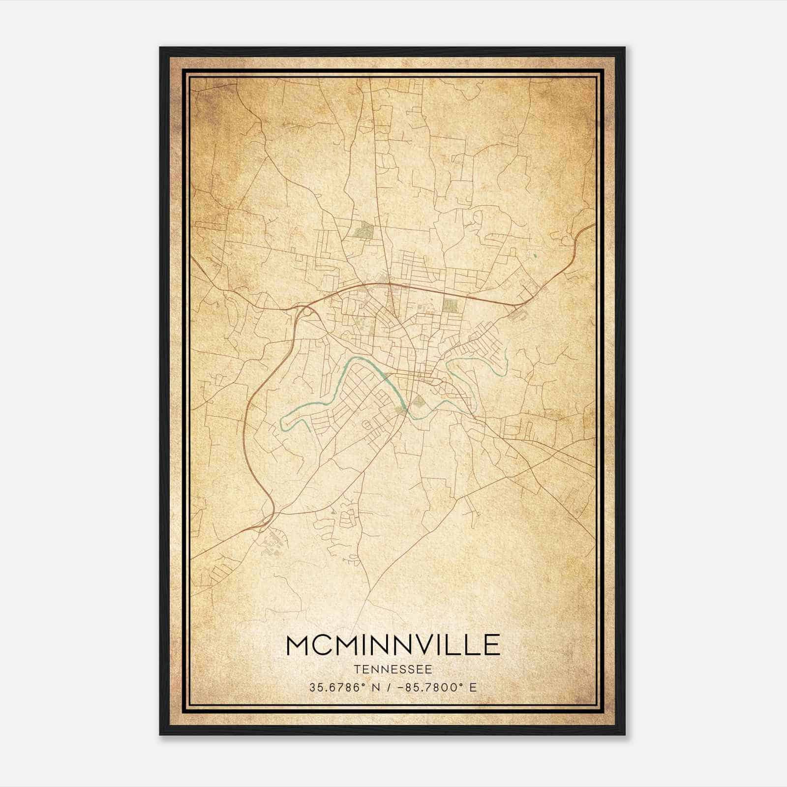 Vintage Mcminnville Tennessee Map Poster, Modern Home Decor Wall Art Print Vintage Mcminnville Tennessee Map Poster, Modern Home Decor Wall Art Print