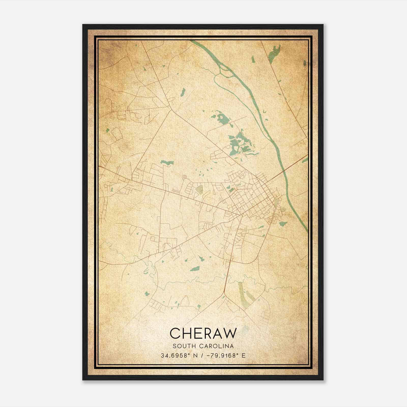 Vintage Cheraw South Carolina Map Poster, Modern Home Decor Wall Art Print Vintage Cheraw South Carolina Map Poster, Modern Home Decor Wall Art Print