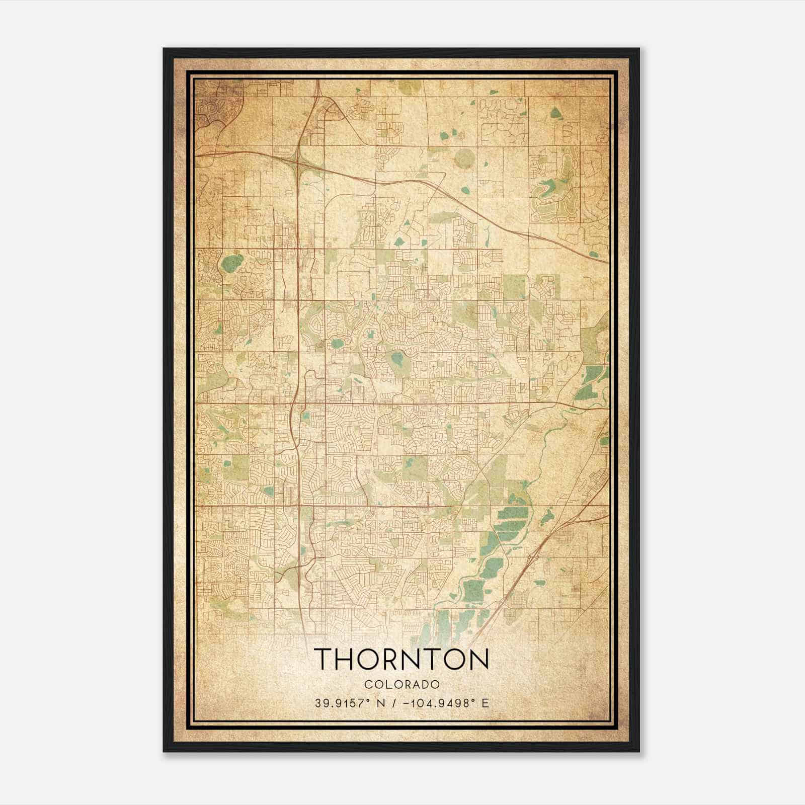 Vintage Thornton Colorado Map Poster, Modern Home Decor Wall Art Print