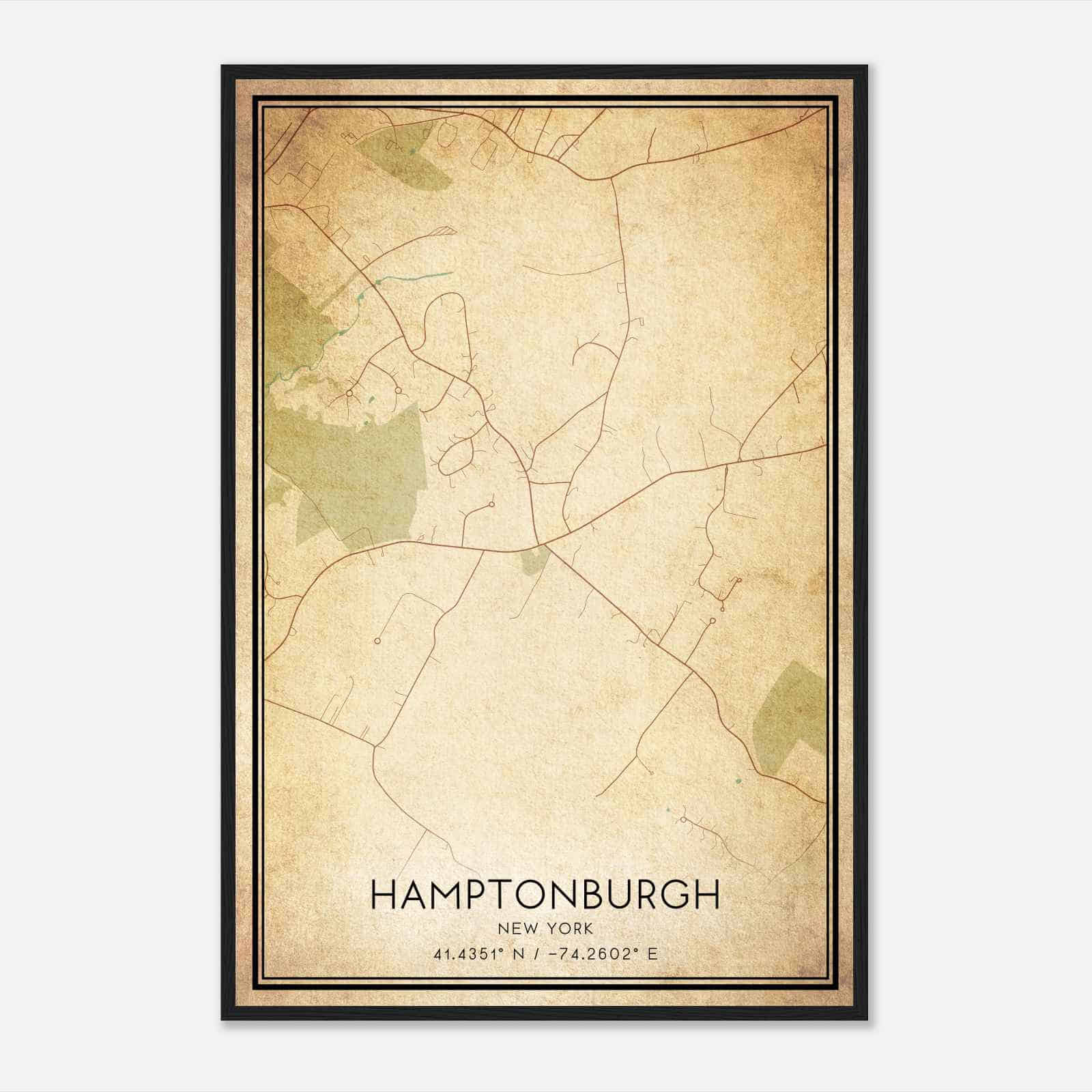 Vintage Hamptonburgh New York Map Poster, Modern Home Decor Wall Art Print