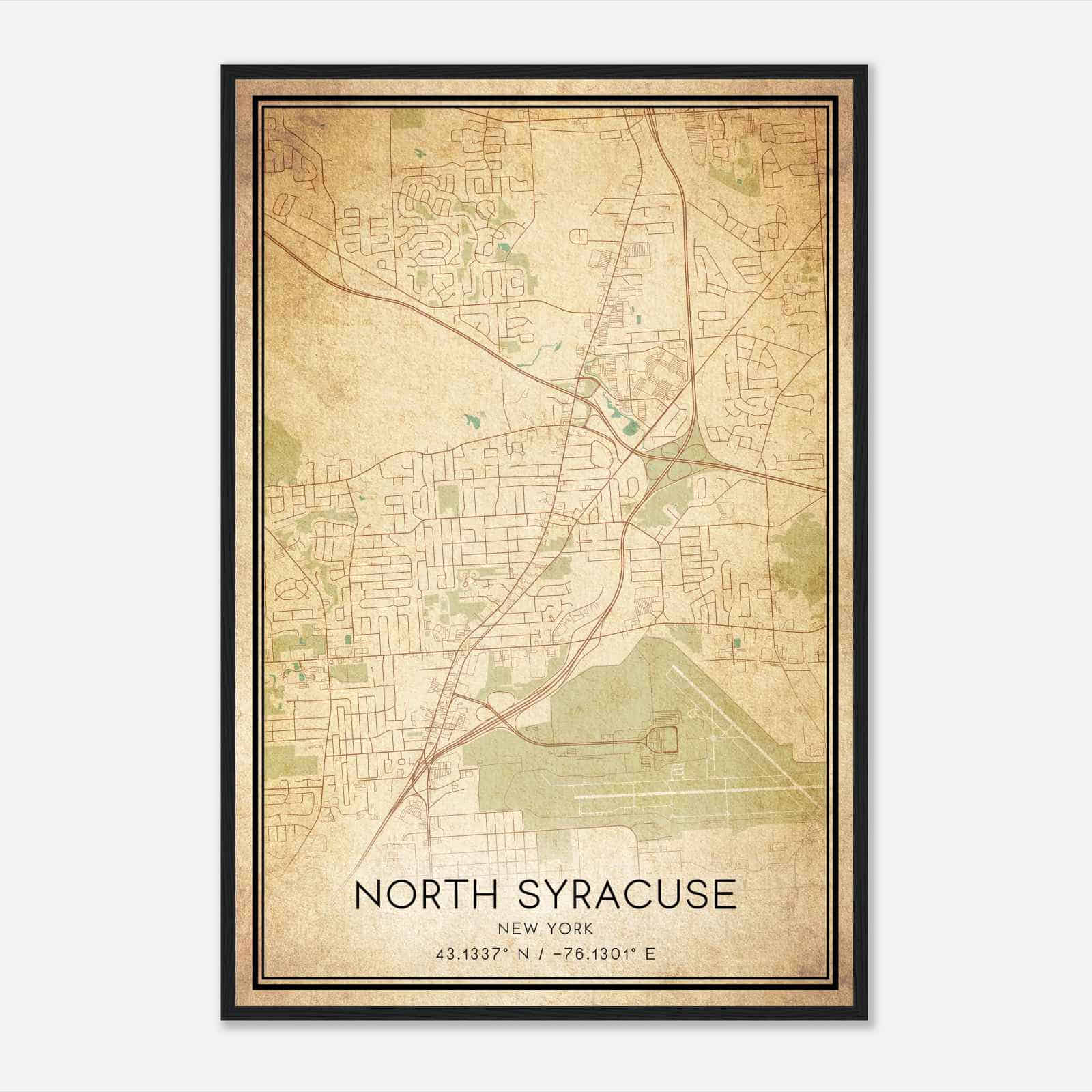 Vintage North Syracuse New York Map Poster, Modern Home Decor Wall Art Print