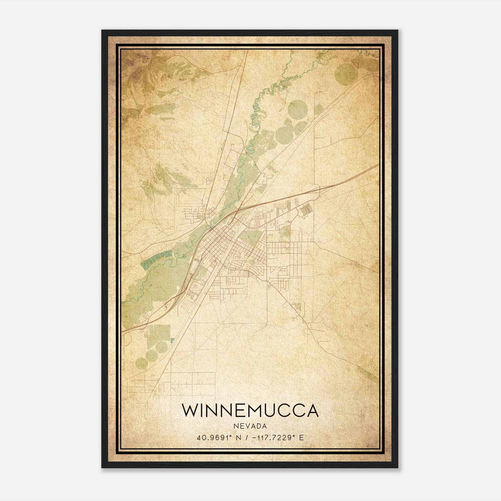 Vintage Winnemucca Nevada Map Poster, Modern Home Decor Wall Art Print