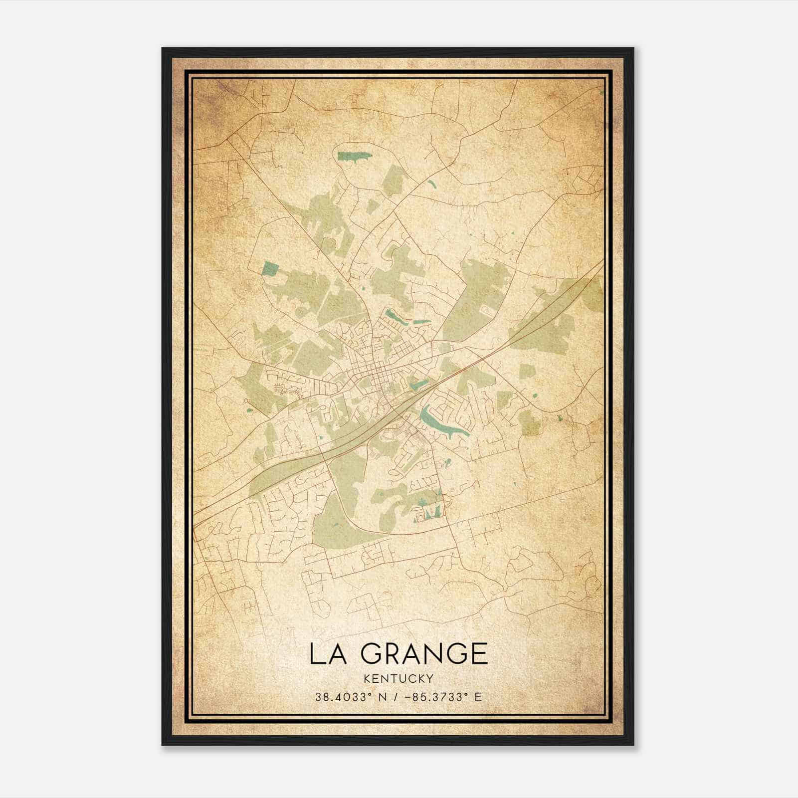 Vintage La Grange Kentucky Map Poster, Modern Home Decor Wall Art Print