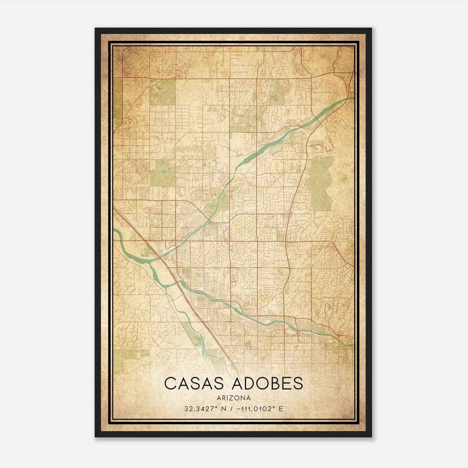 Vintage Casas Adobes Arizona Map Poster, Modern Home Decor Wall Art Print Vintage Casas Adobes Arizona Map Poster, Modern Home Decor Wall Art Print